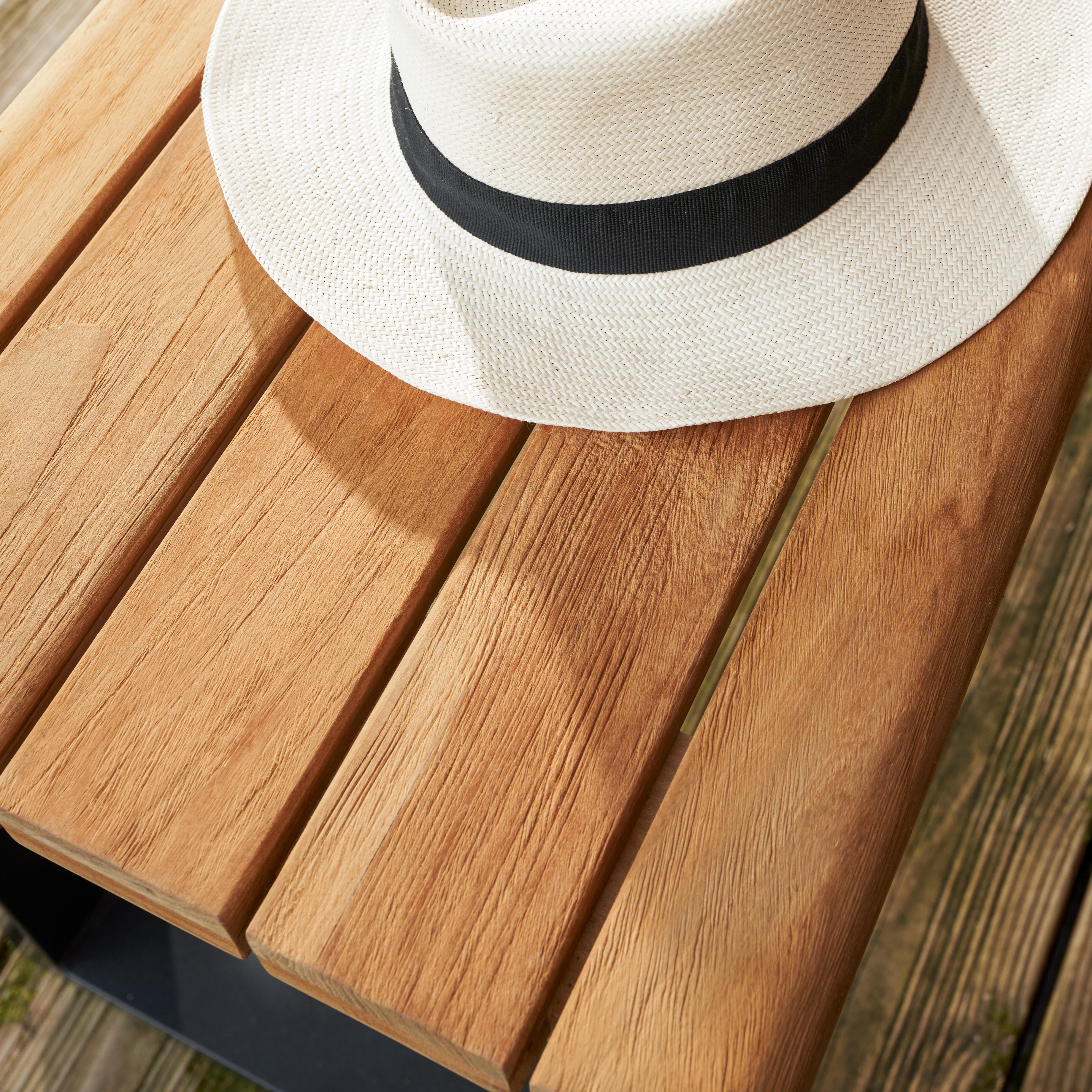 Sedia da giardino in alluminio antracite Sirokos NATERIAL, seduta in teak marrone - 12