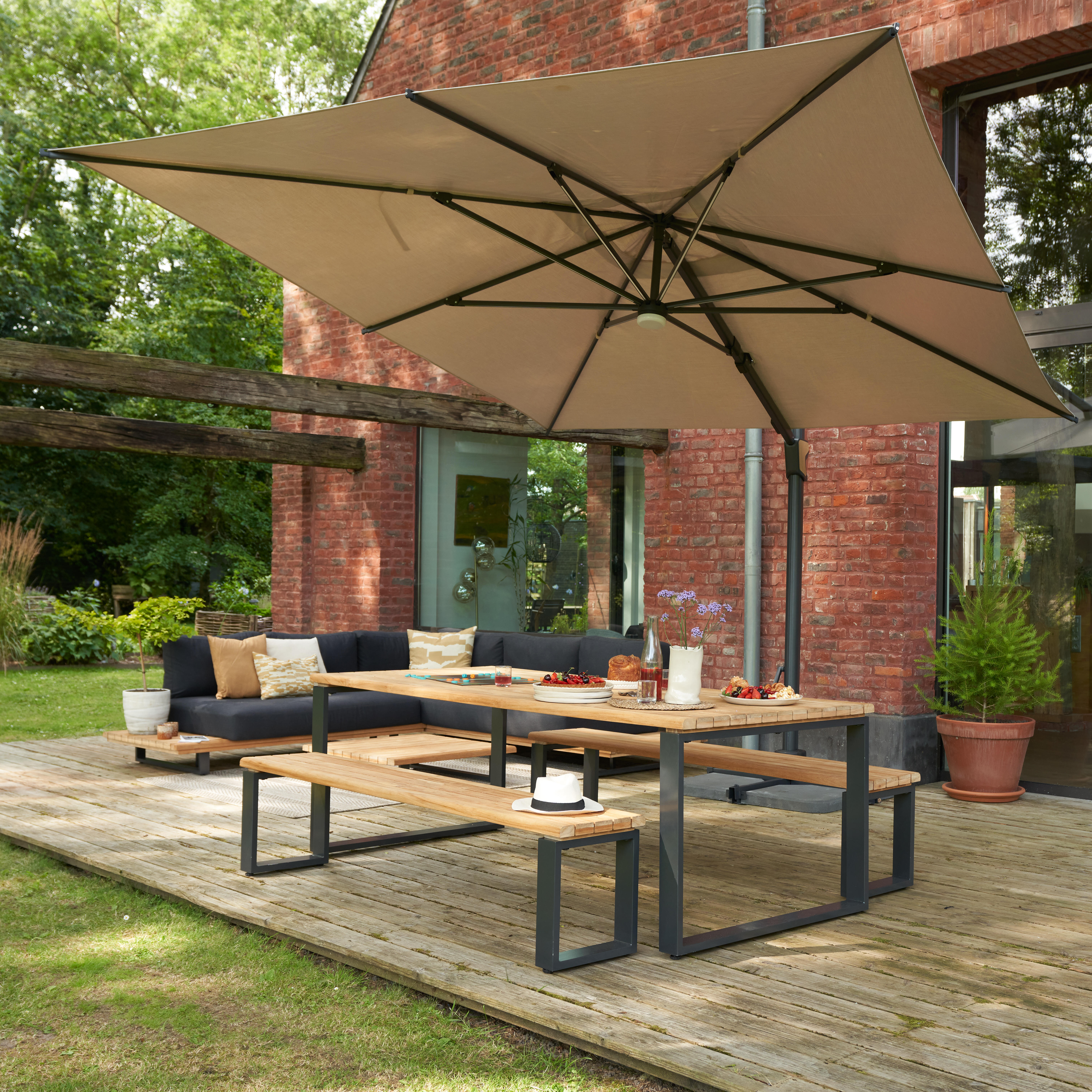 Mesa de jardín de comedor de aluminio Sirokos de 100.5x75x210 cm - 4