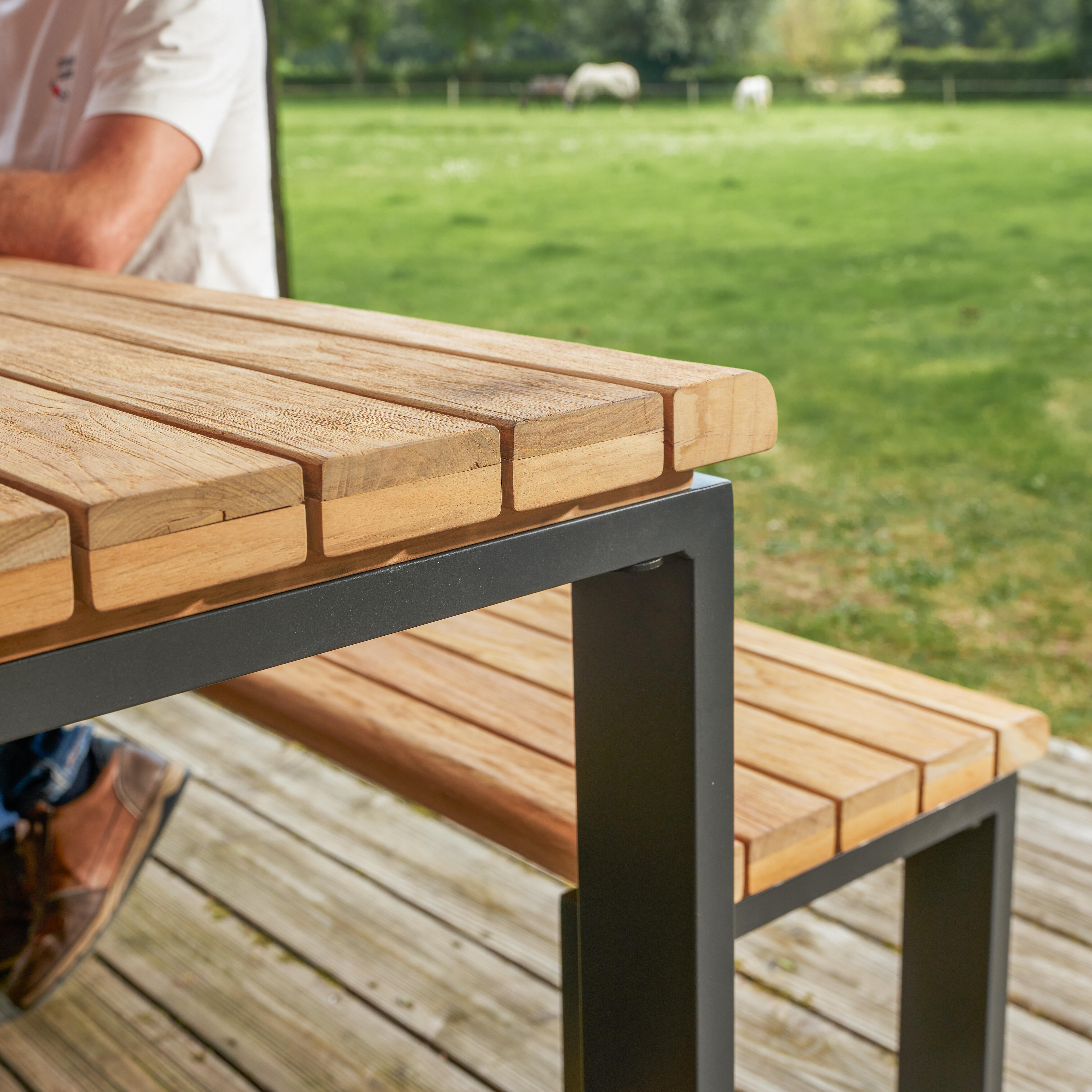 Mesa de jardín de comedor de aluminio Sirokos de 100.5x75x210 cm - 8