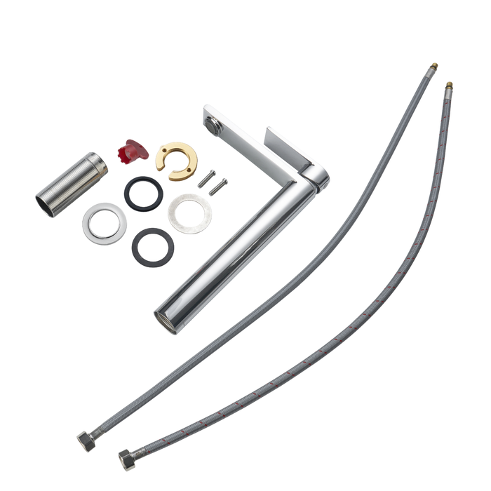 Vista despiezada del grifo de caño alto cromado cinta sensea