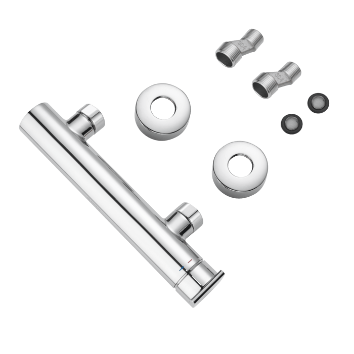 Vista despiezada del mezclador de ducha cromado Cinta Sensea