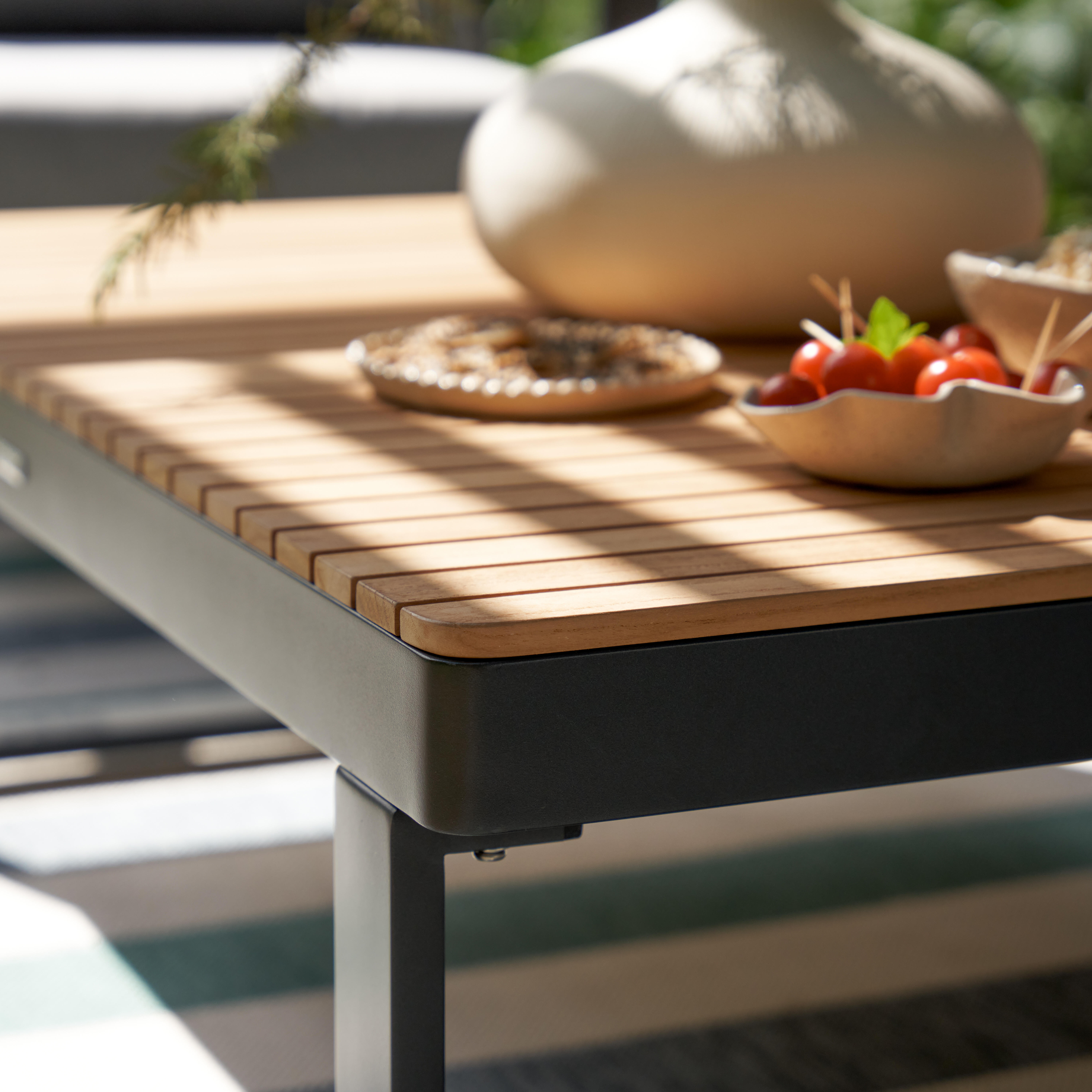 Tavolino da caffè da giardino Persea NATERIAL in alluminio con piano in teak Teak naturale per 1 persona 115x70cm - 10