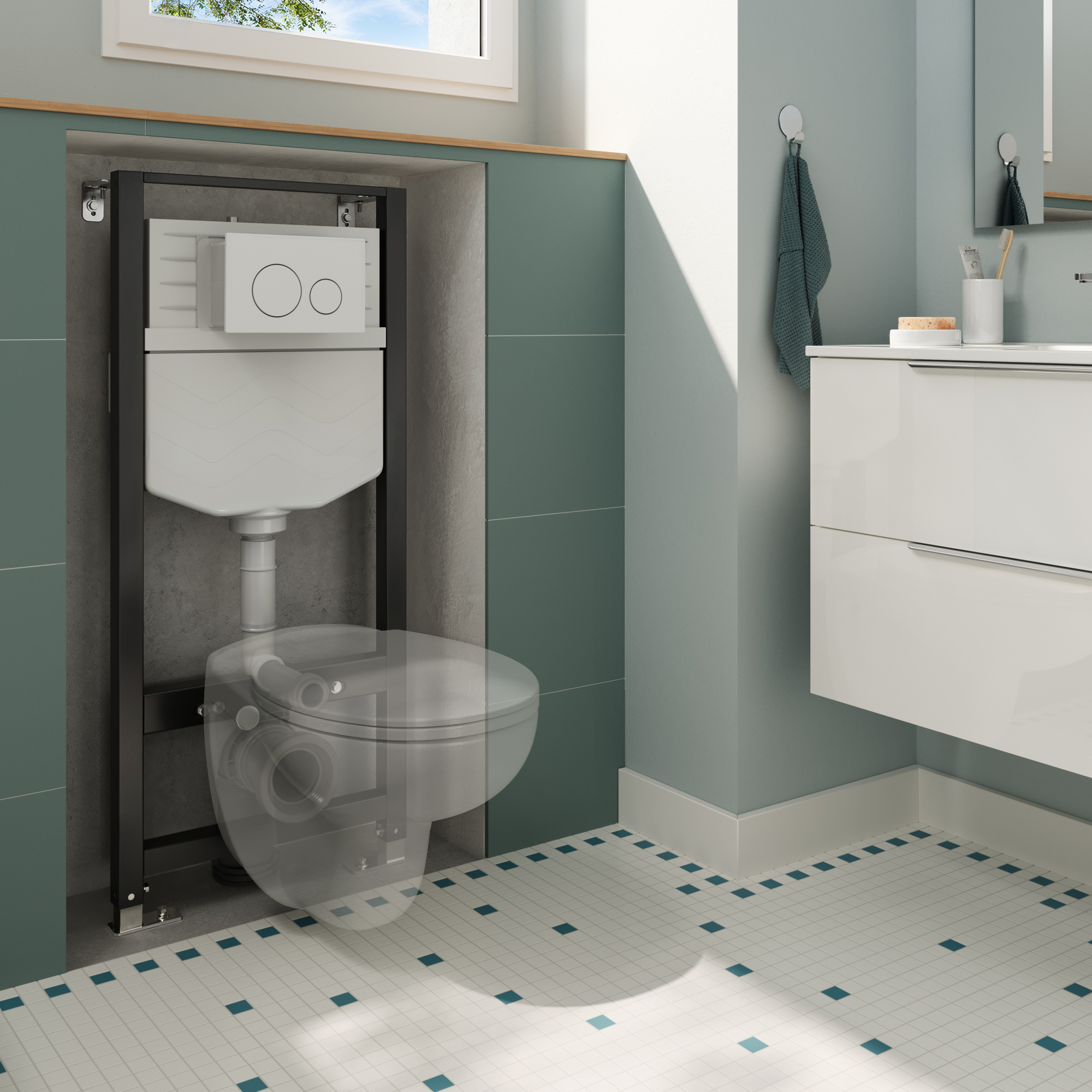 Bâti support mural pour WC suspendu, SENSEA Essential - 7