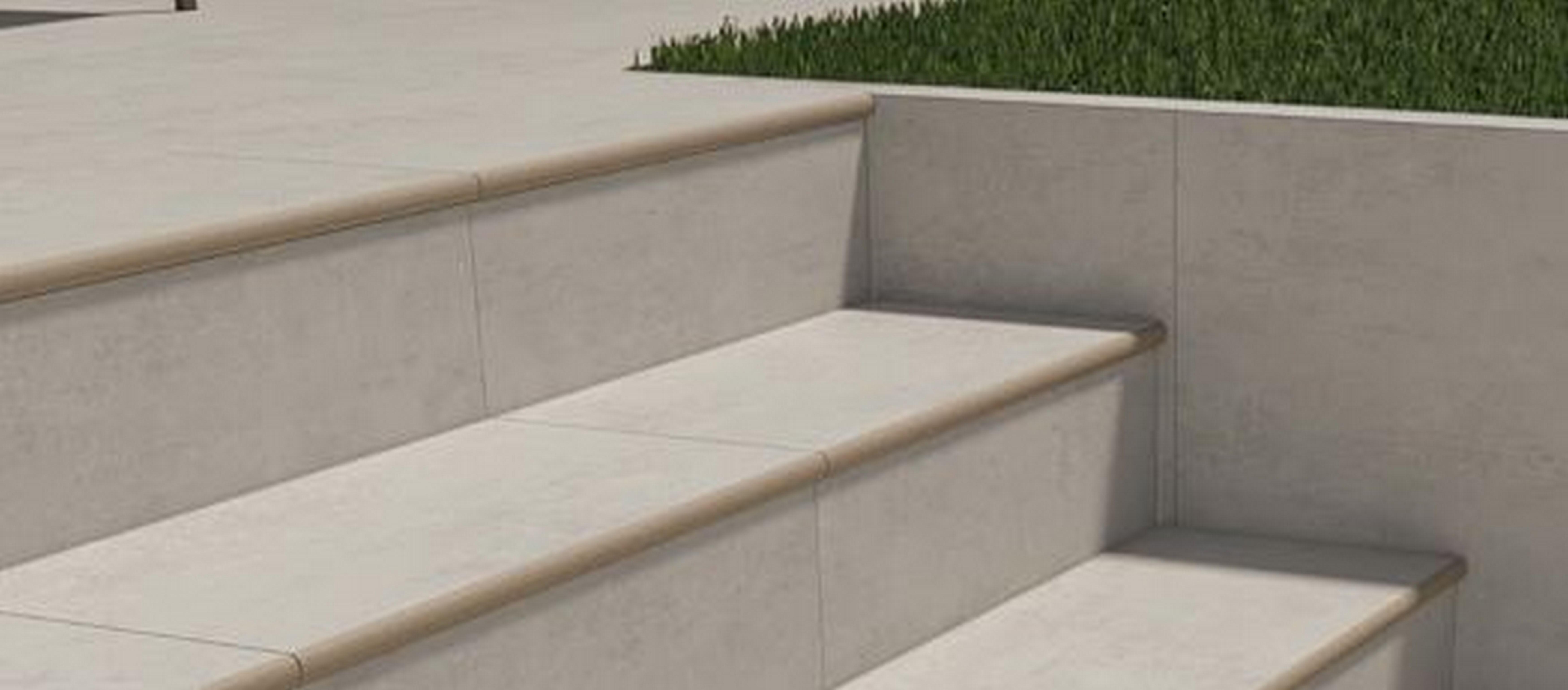 Peldaño gres porcelánico Martins efecto cemento blanco 59.5x30cm espesor 20mm ARTENS - 3