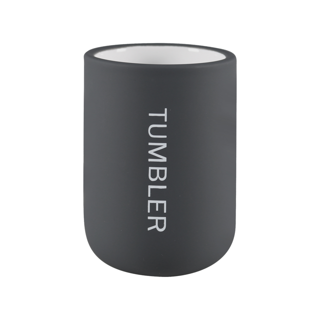 Bicchiere da bagno porta spazzolini Soft  L 0.0 x H 0.0 in ceramica grigio