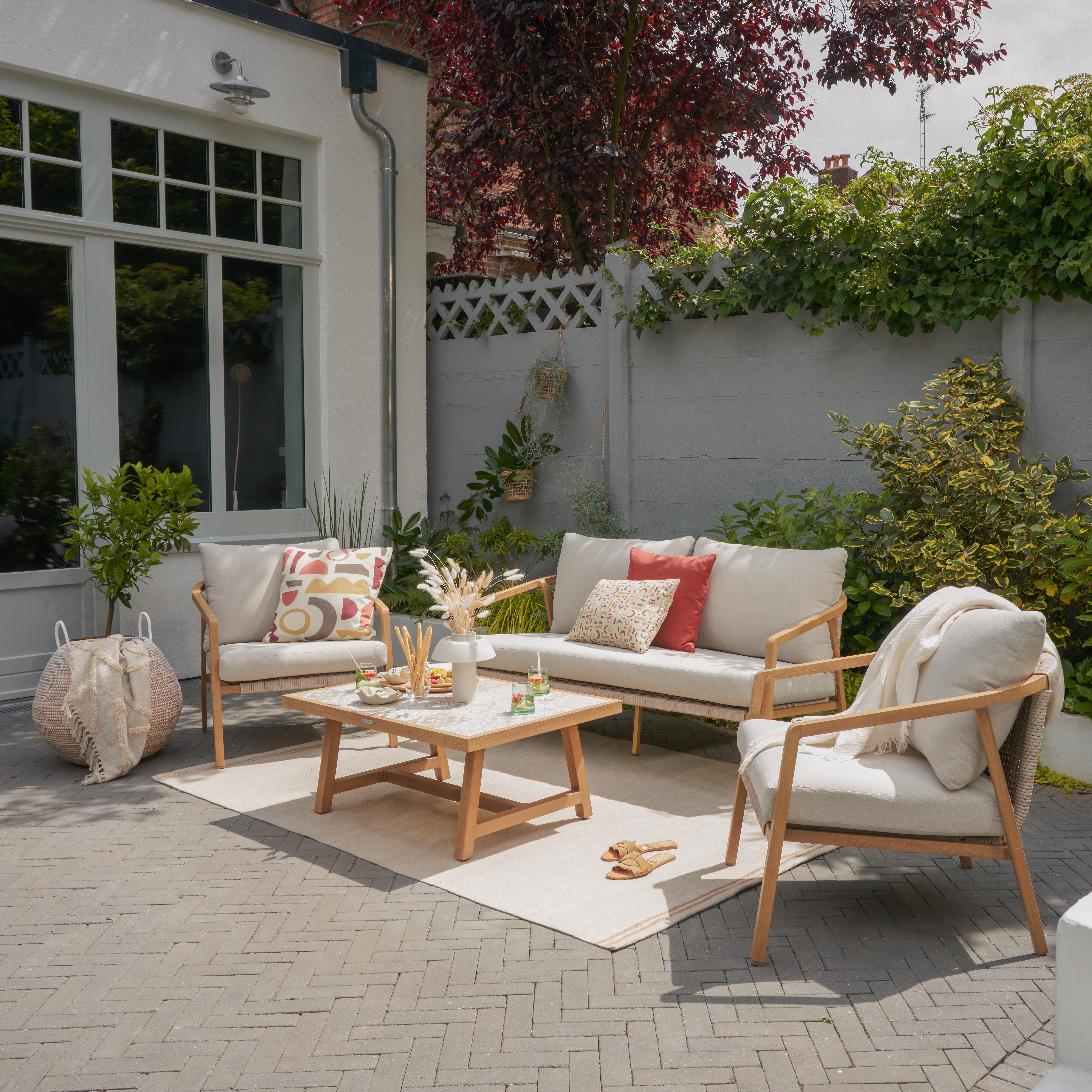 Salotto da giardino Gaia NATERIAL in n/a beige con cuscini in olefina beige per 4 persone - 6