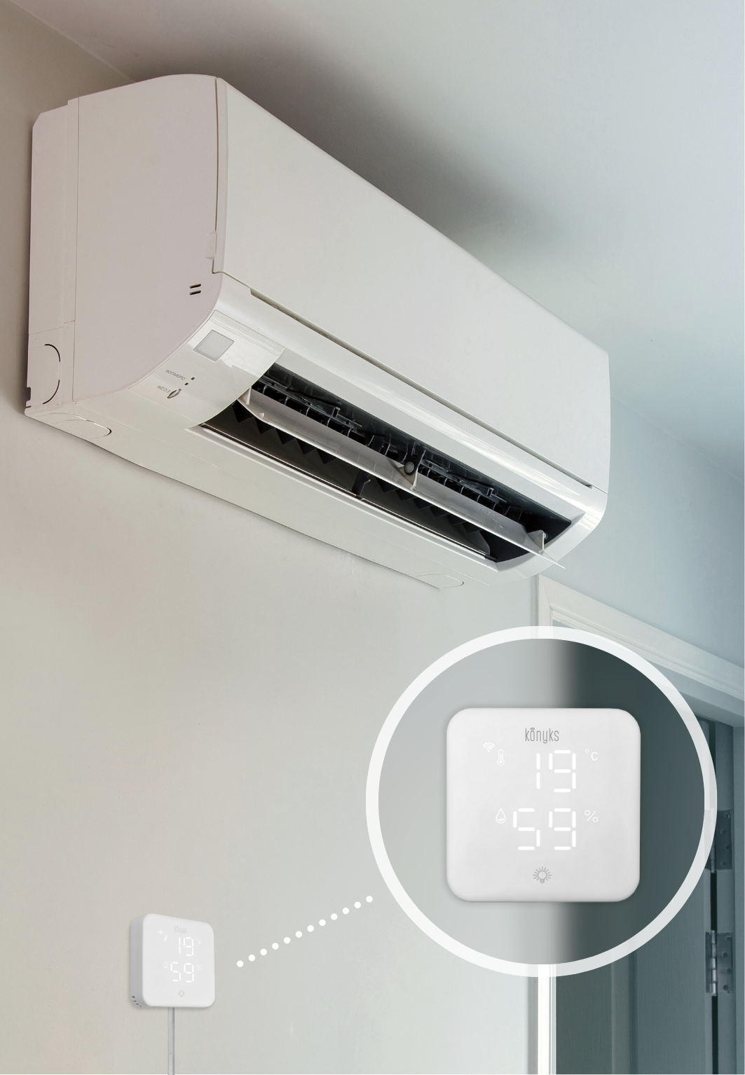 Termostato Wi-Fi Konyks Climpac Per Condizionatori E Pompe Di Calore – Controllo Remoto, Igrometro, Compatibile Alexa E Google Home
