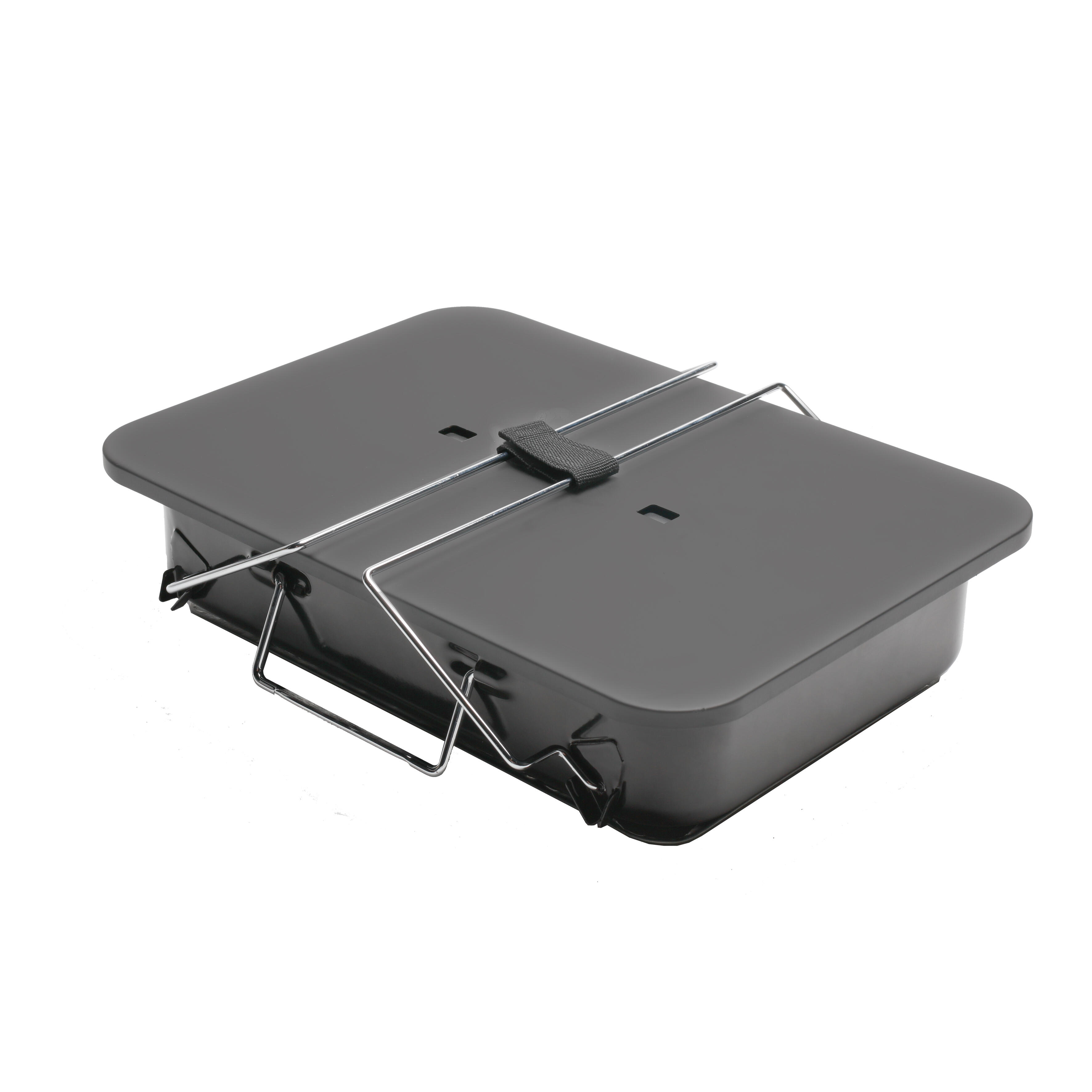 Przenośny grill węglowy walizka z rusztem 35x25 cm czarny - 4