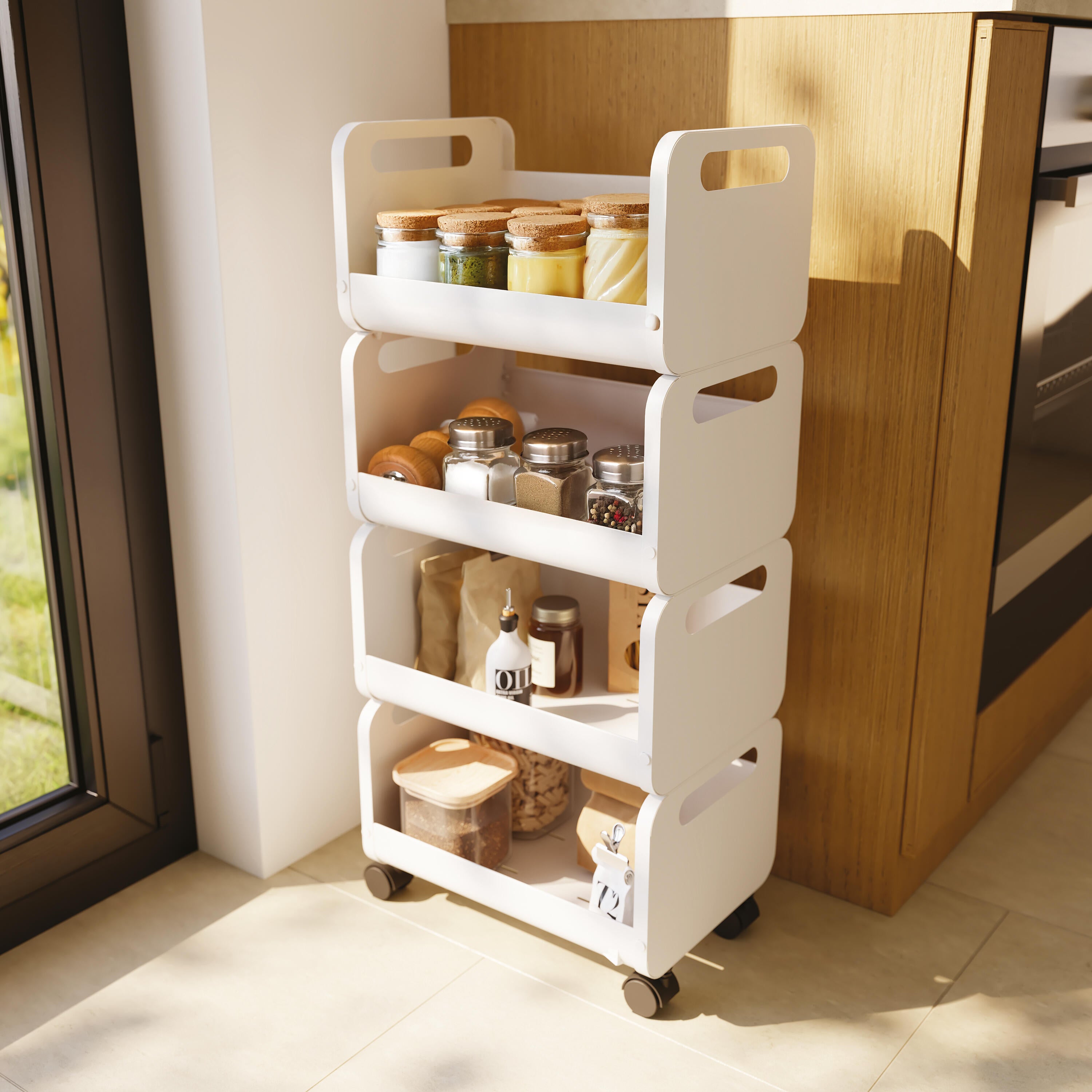 Carrito de cocina con 3 cestas scandi blanco