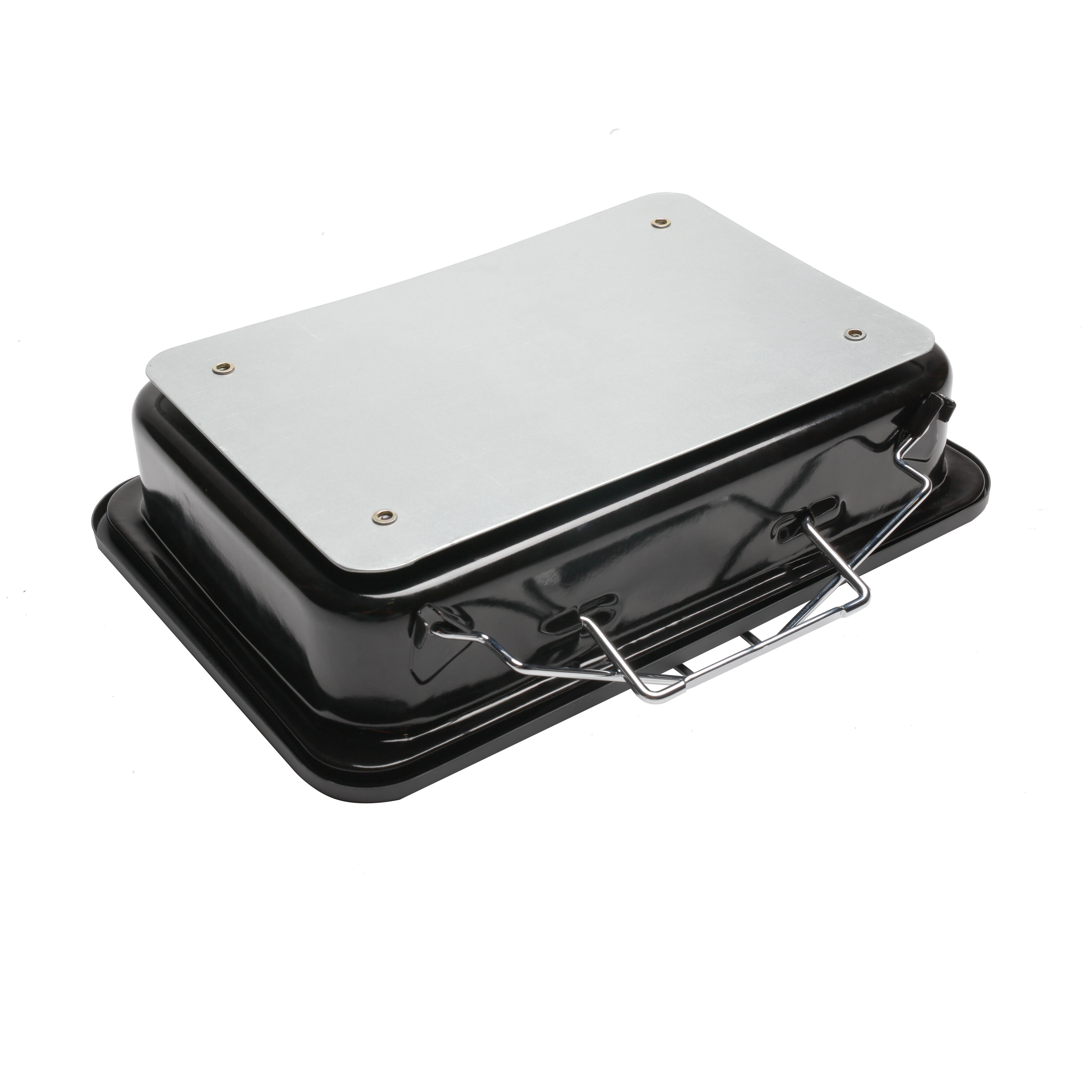 Przenośny grill węglowy walizka z rusztem 35x25 cm czarny - 3
