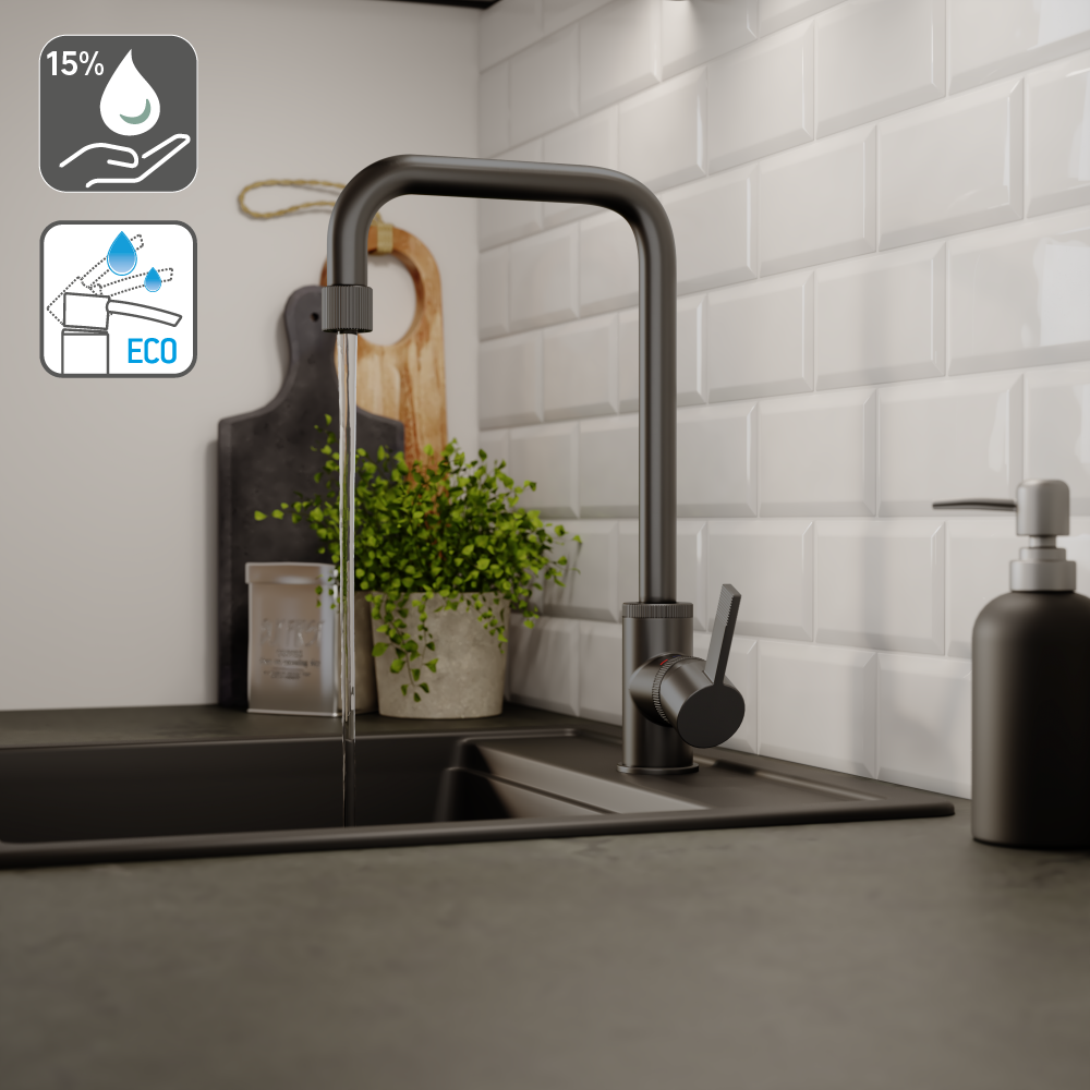 Robinet de cuisine gun metal, Indus, DELINIA - 2