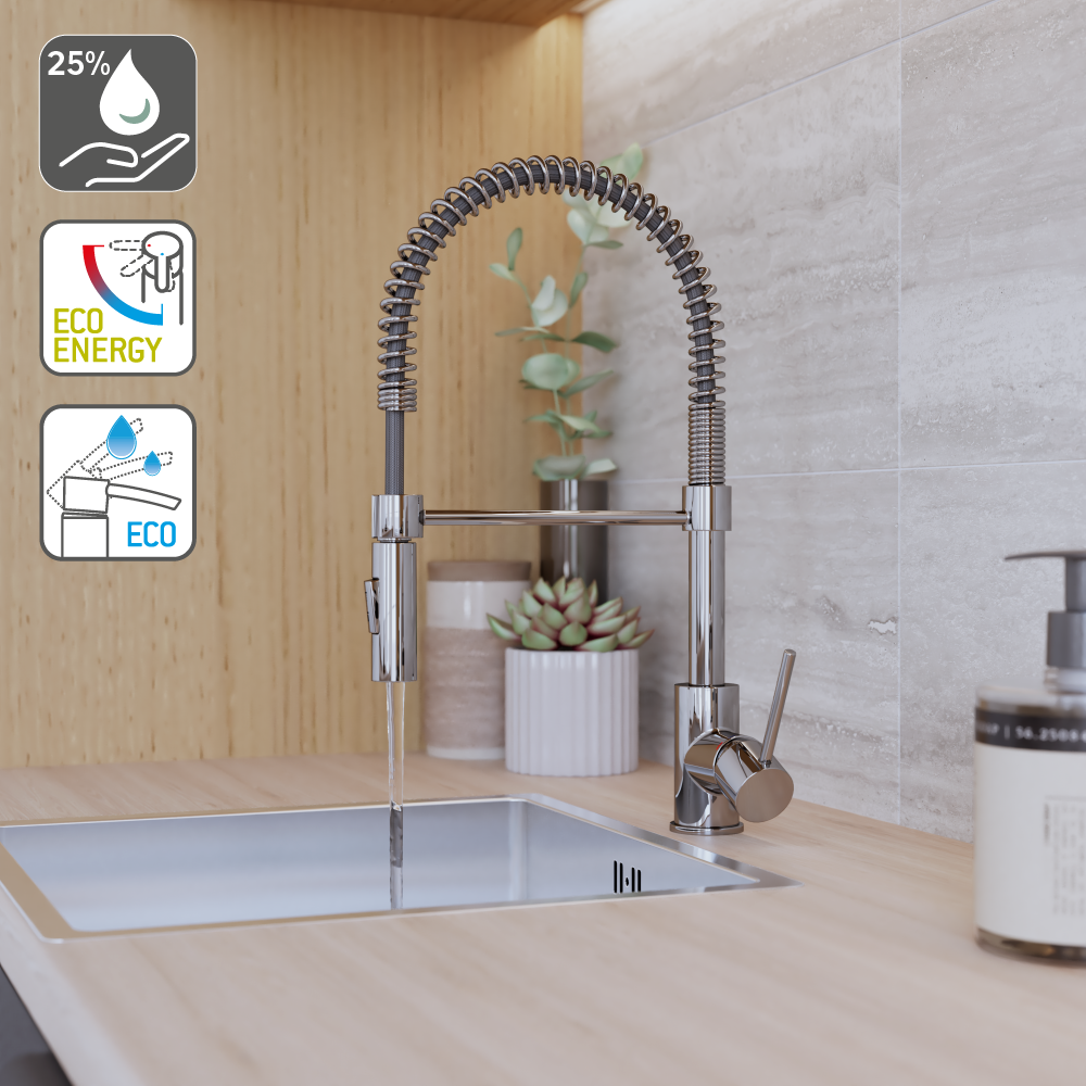 Robinet de cuisine avec douchette chrome, Tomas, DELINIA - 14