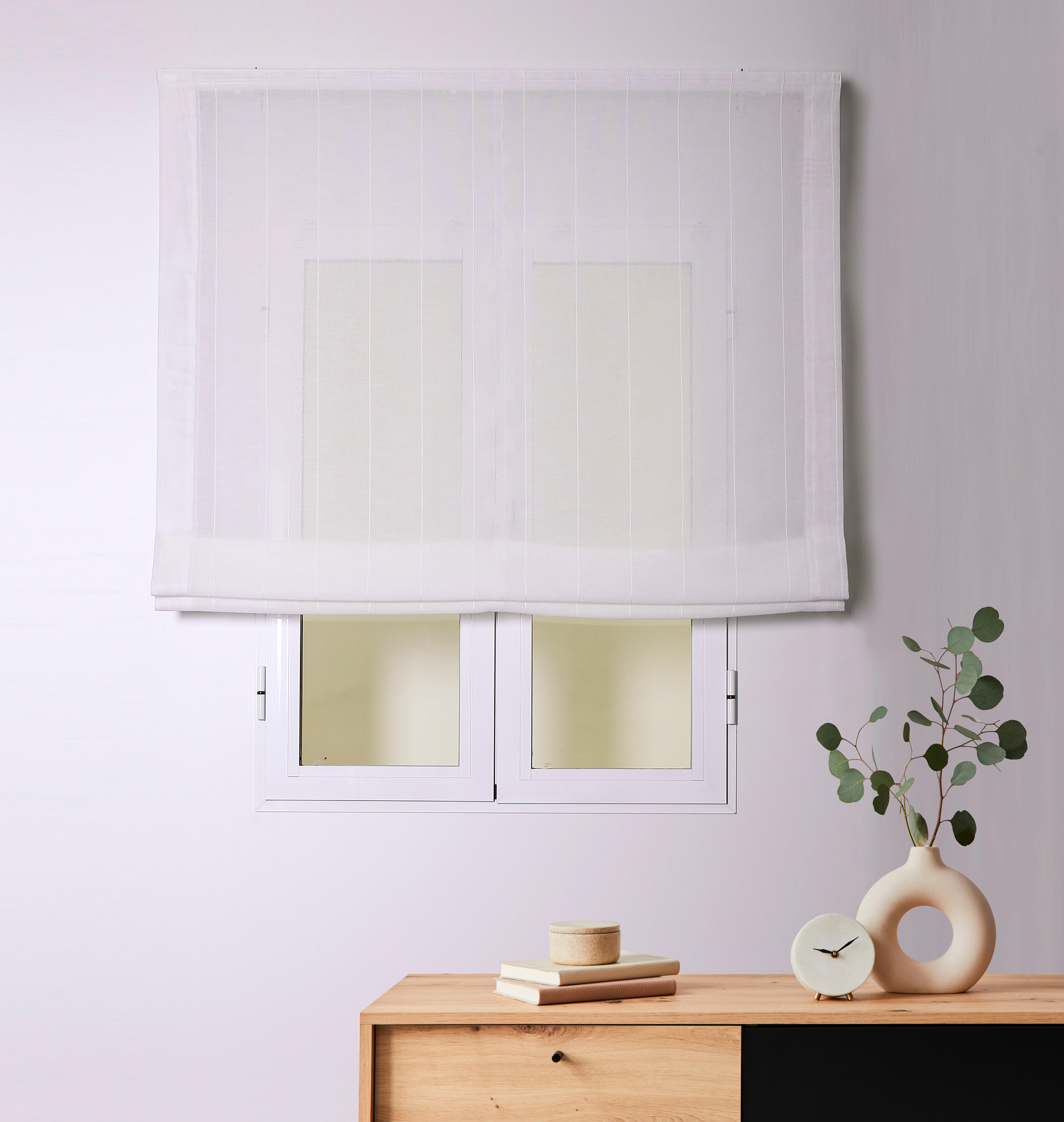Estor plegable paqueto opaco con cadena sidney poliéster rayas blanco de 135x250 cm