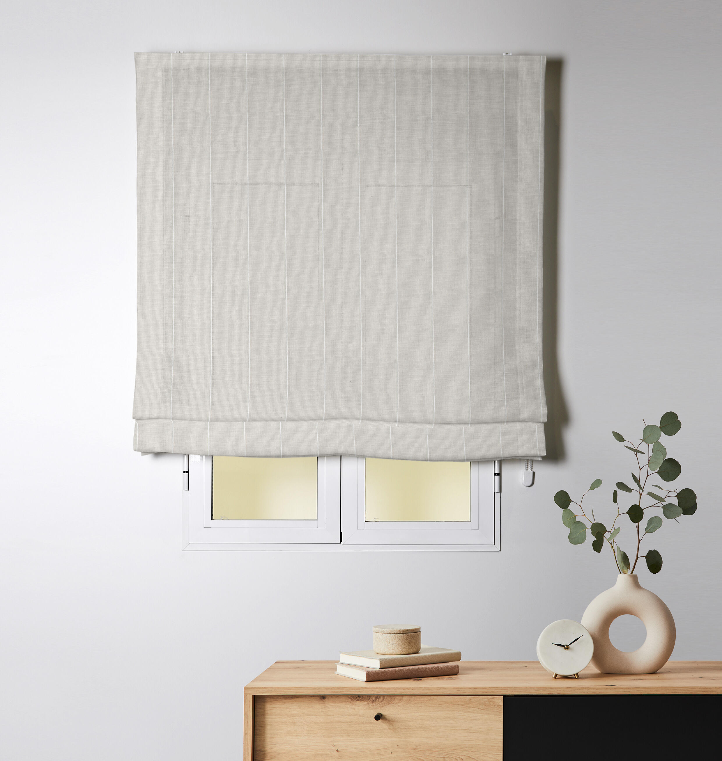 Estor plegable paqueto semi-trasparente con cadena sidney poliéster rayas beige de 90x175 cm