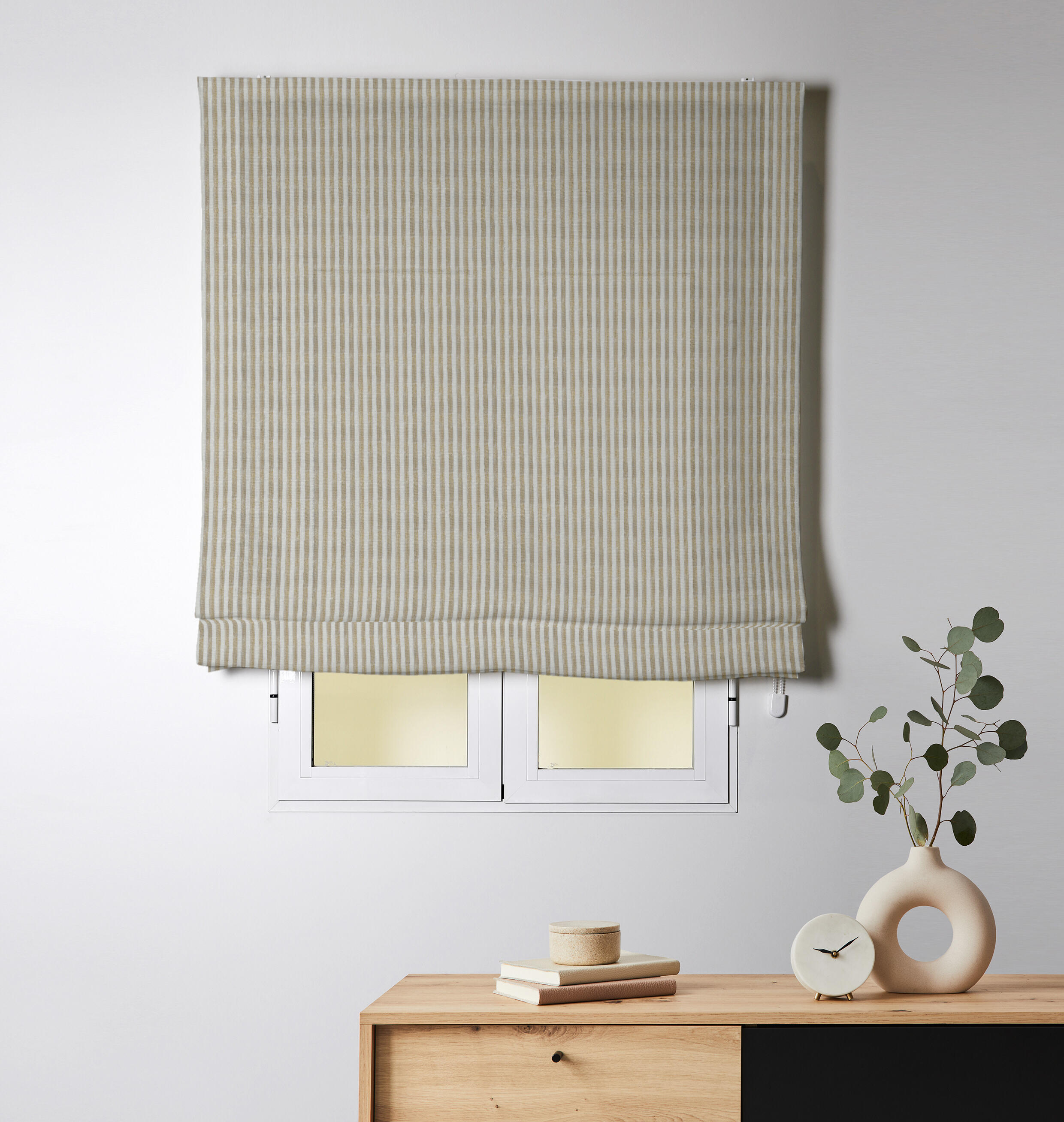 Estor plegable paqueto semi-trasparente con cadena menes raya poliéster rayas amarillo, blanco de 180x250 cm