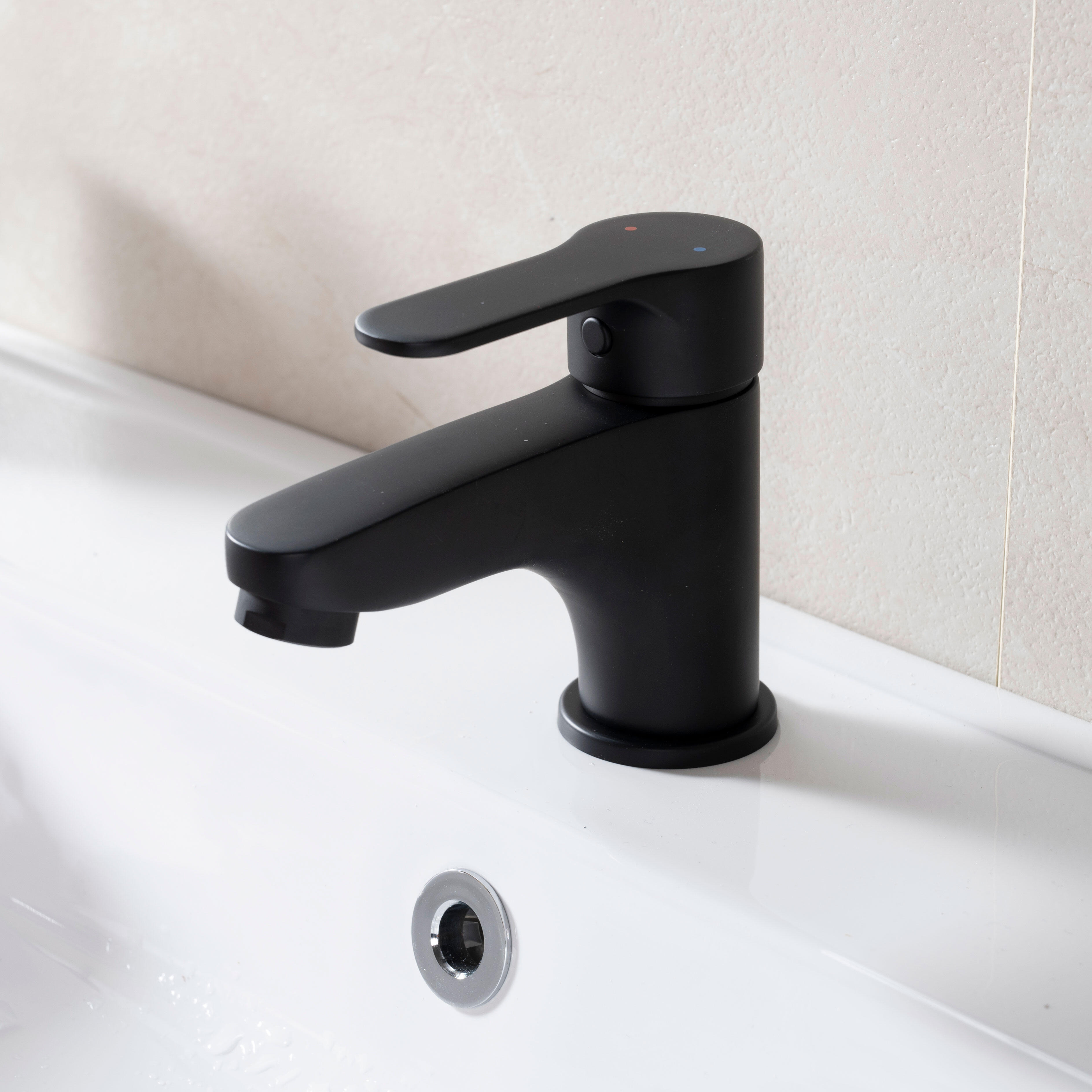 Grifo de lavabo HUMMO monomando negro mate. Antical. Latón. - 2