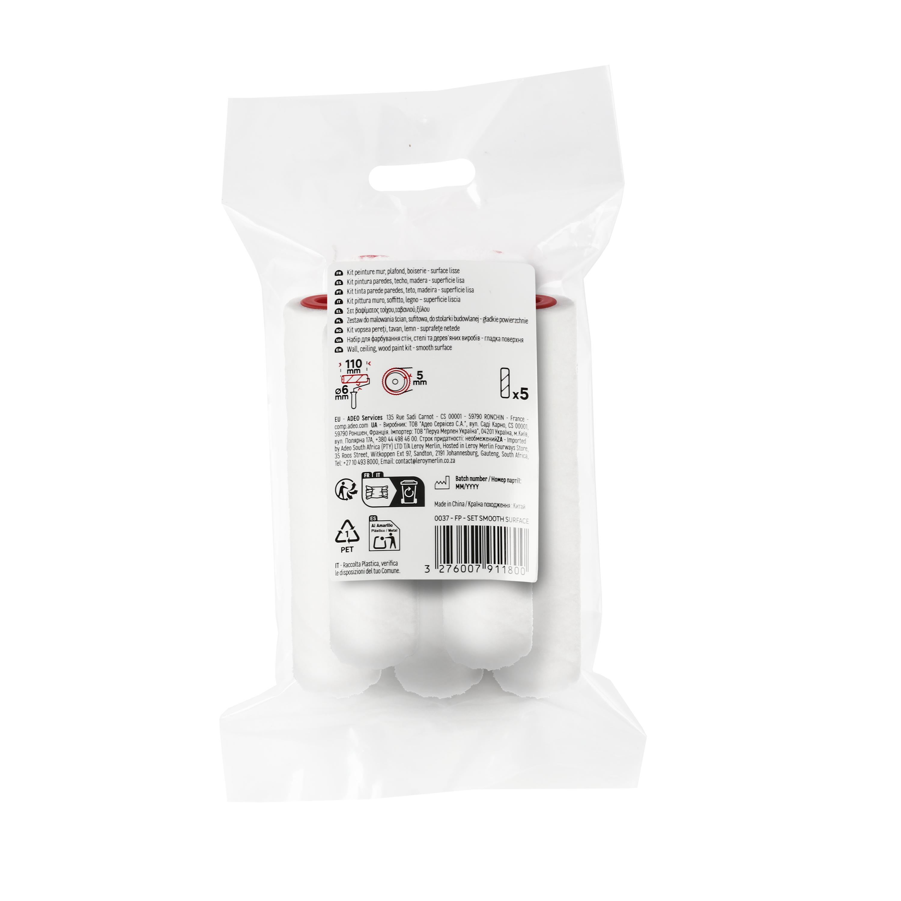 Lot de 5 recharge pour minirouleau pour peindre une surface lisse l.110mm - 2