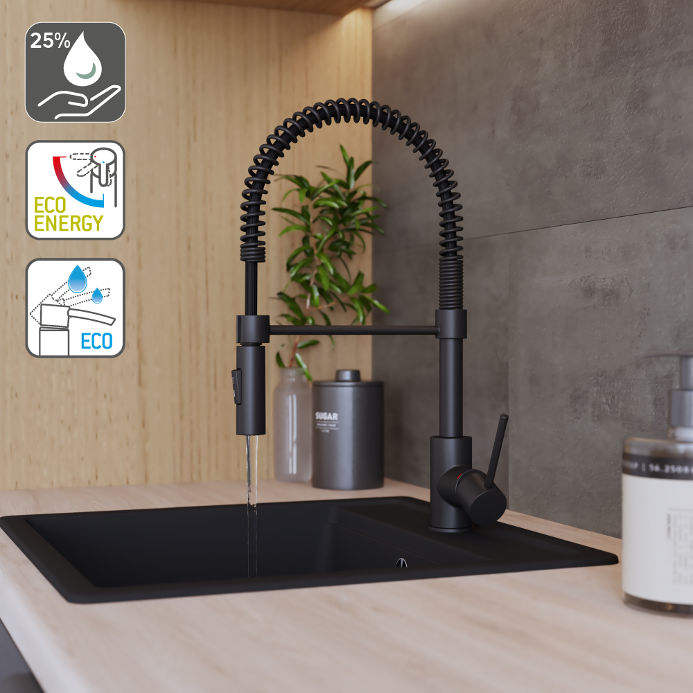 Mitigeur de cuisine avec douchette DELINIA Tomas noir - 5