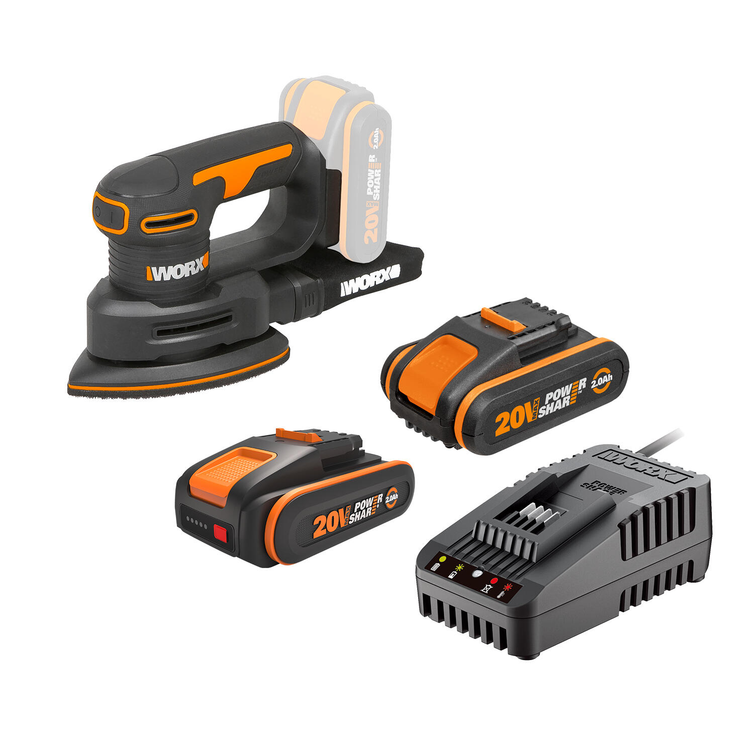 Multilijadora worx + 2 batería 20v + cargador 20v