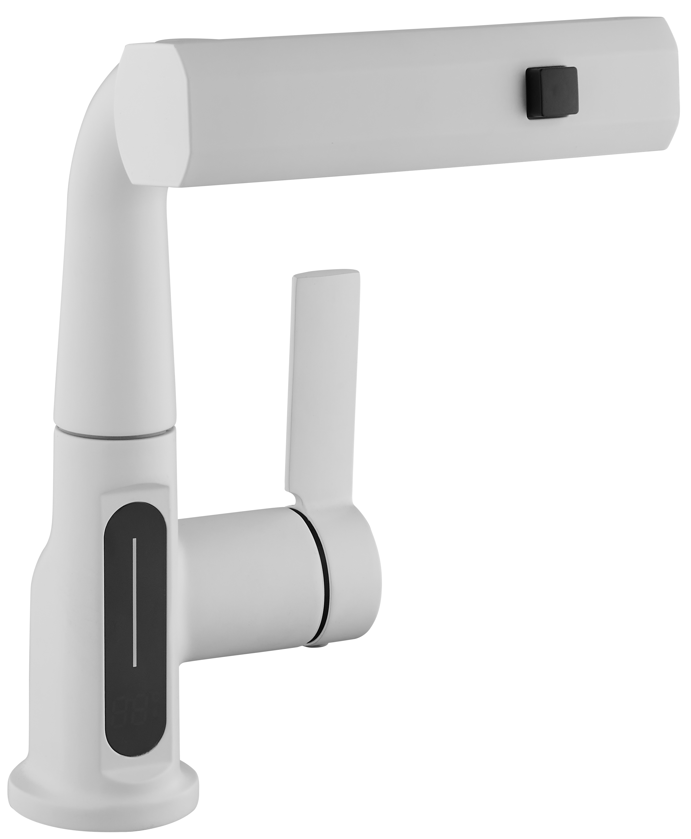 Bateria umywalkowa wysoka biała 25 cm wyciągana wylewka wyświetlacz