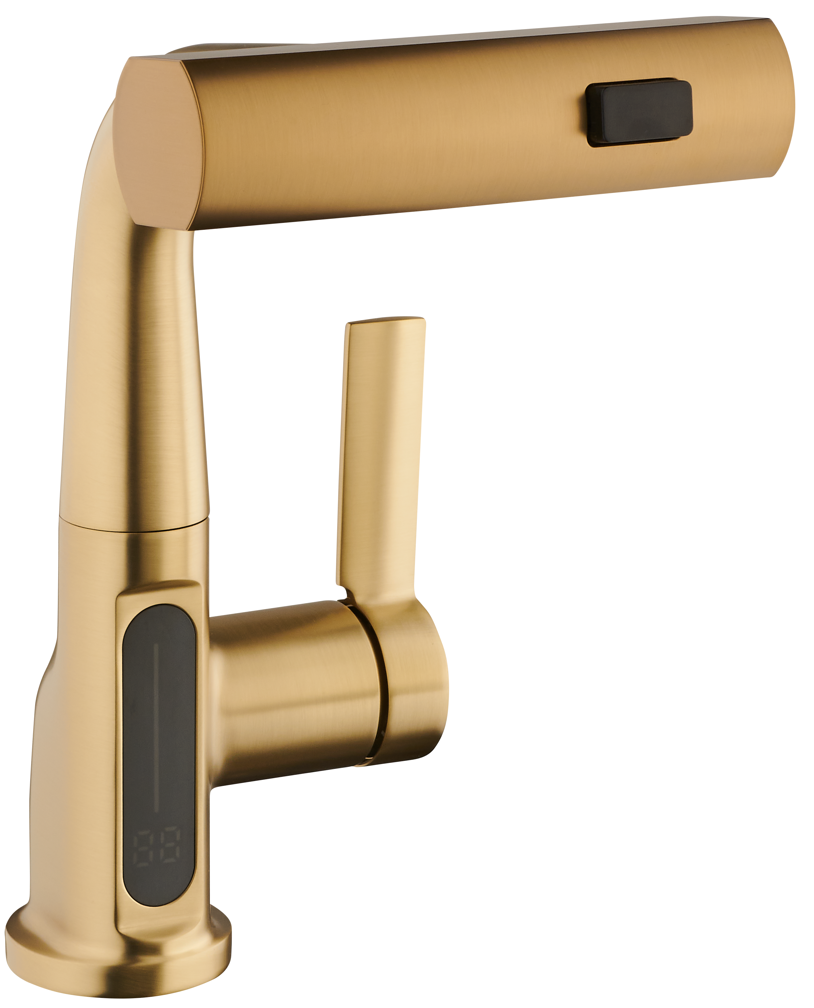 Bateria umywalkowa wysoka złota 25 cm wyciągana wylewka wyświetlacz