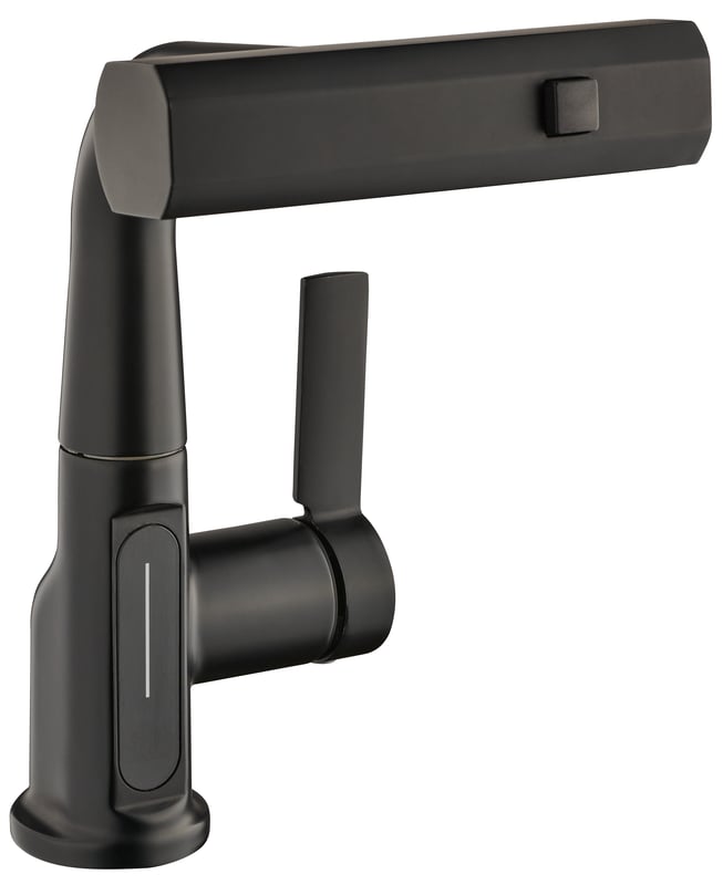 Bateria umywalkowa wysoka czarna 25 cm wyciągana wylewka wyświetlacz