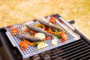 Set da barbecue in acciaio inox da 7 pezzi con borsa portaoggetti