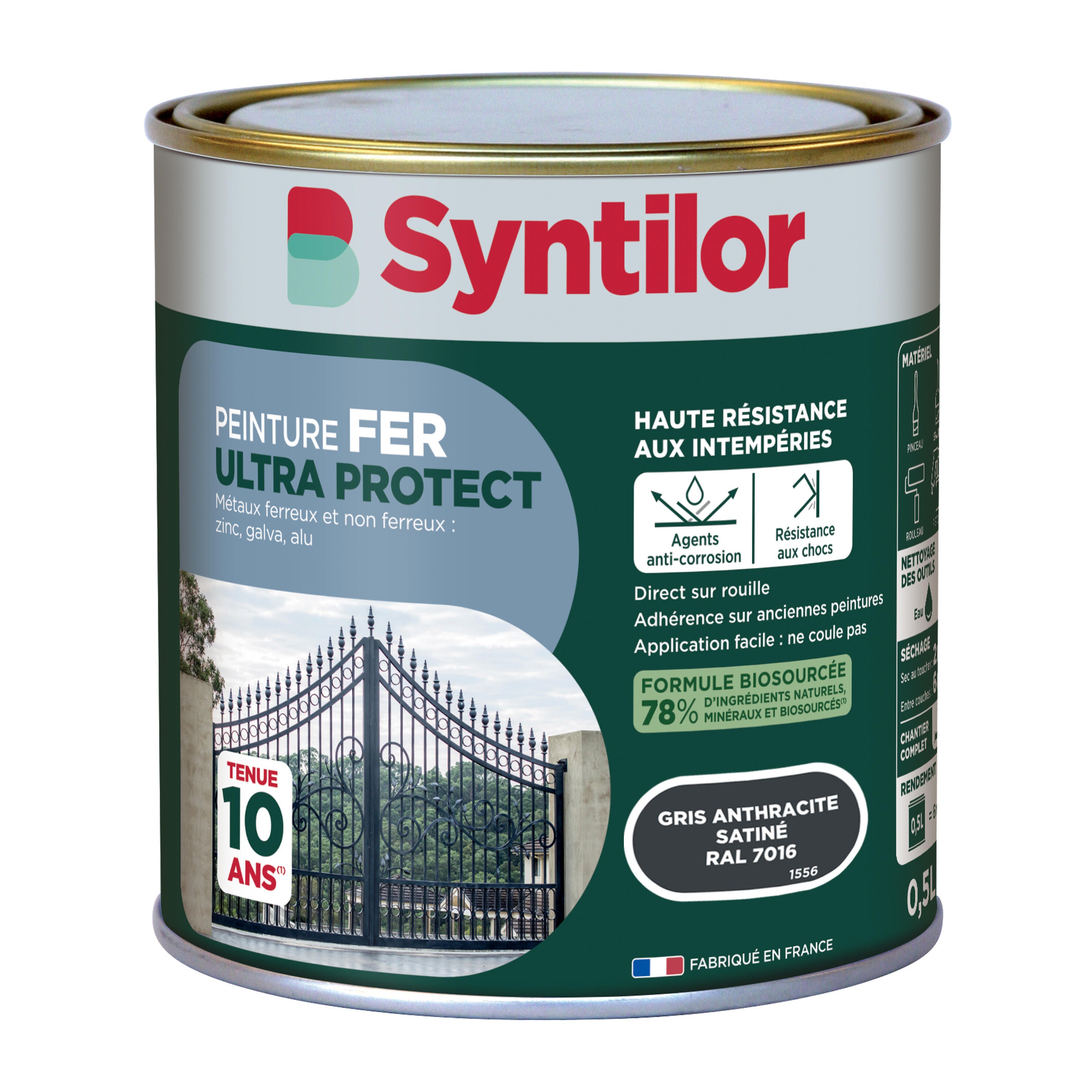 Peinture extérieure fer Ultra protect SYNTILOR gris anthracite satiné 0.5l - 4