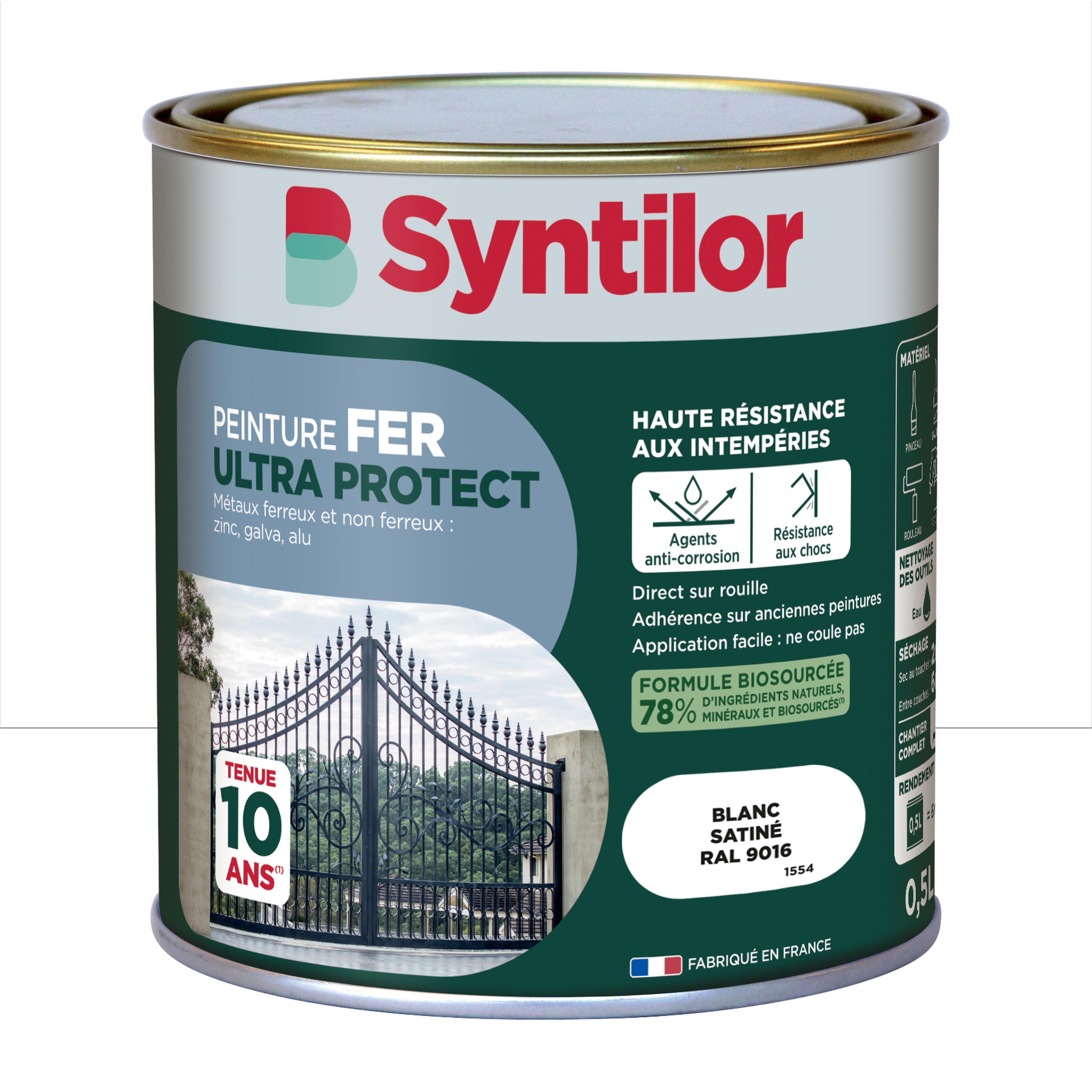 Peinture extérieure fer Ultra protect SYNTILOR blanc satiné 0 5l Leroy Merlin