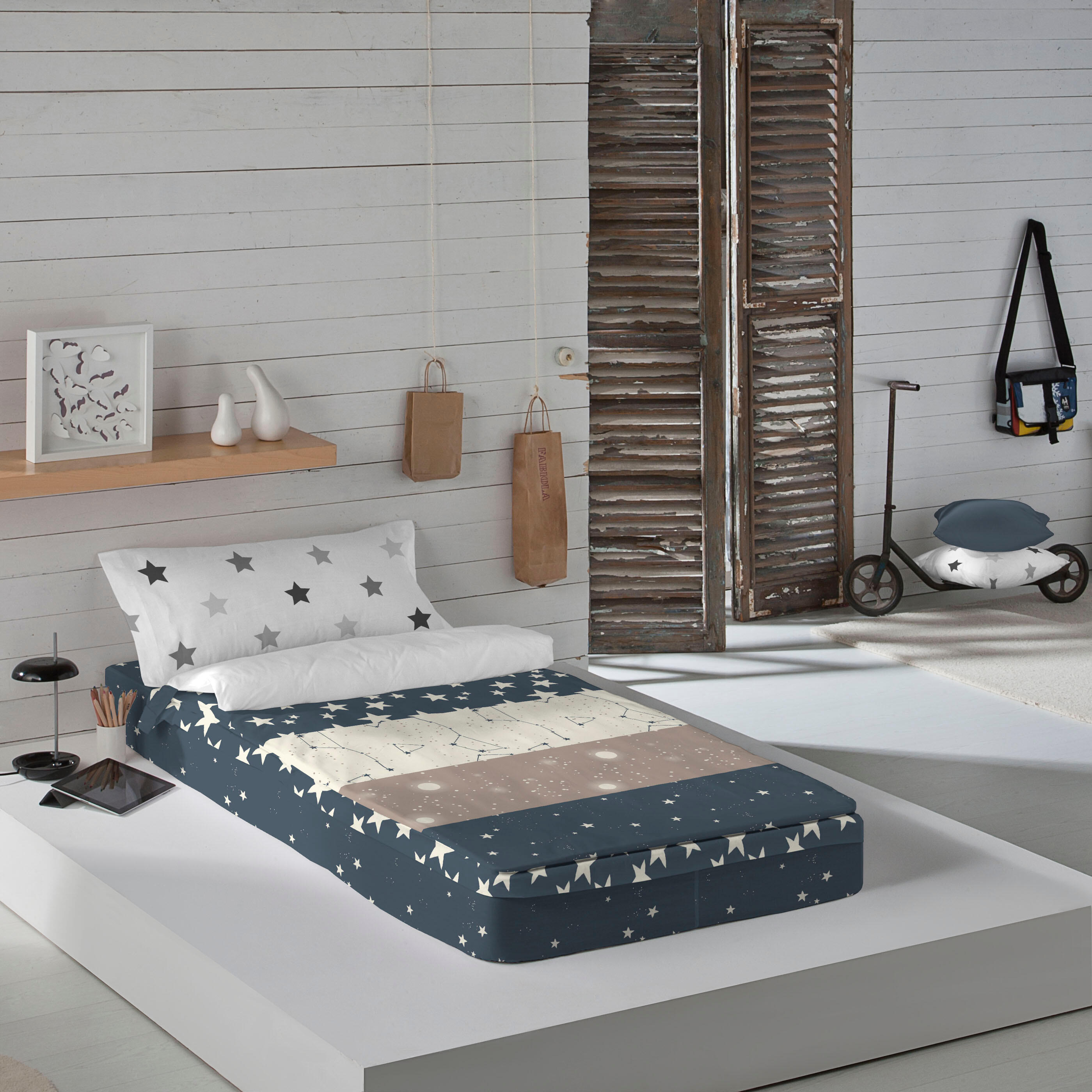 Saco nórdico sin relleno infantil indigo para cama de 90 cm