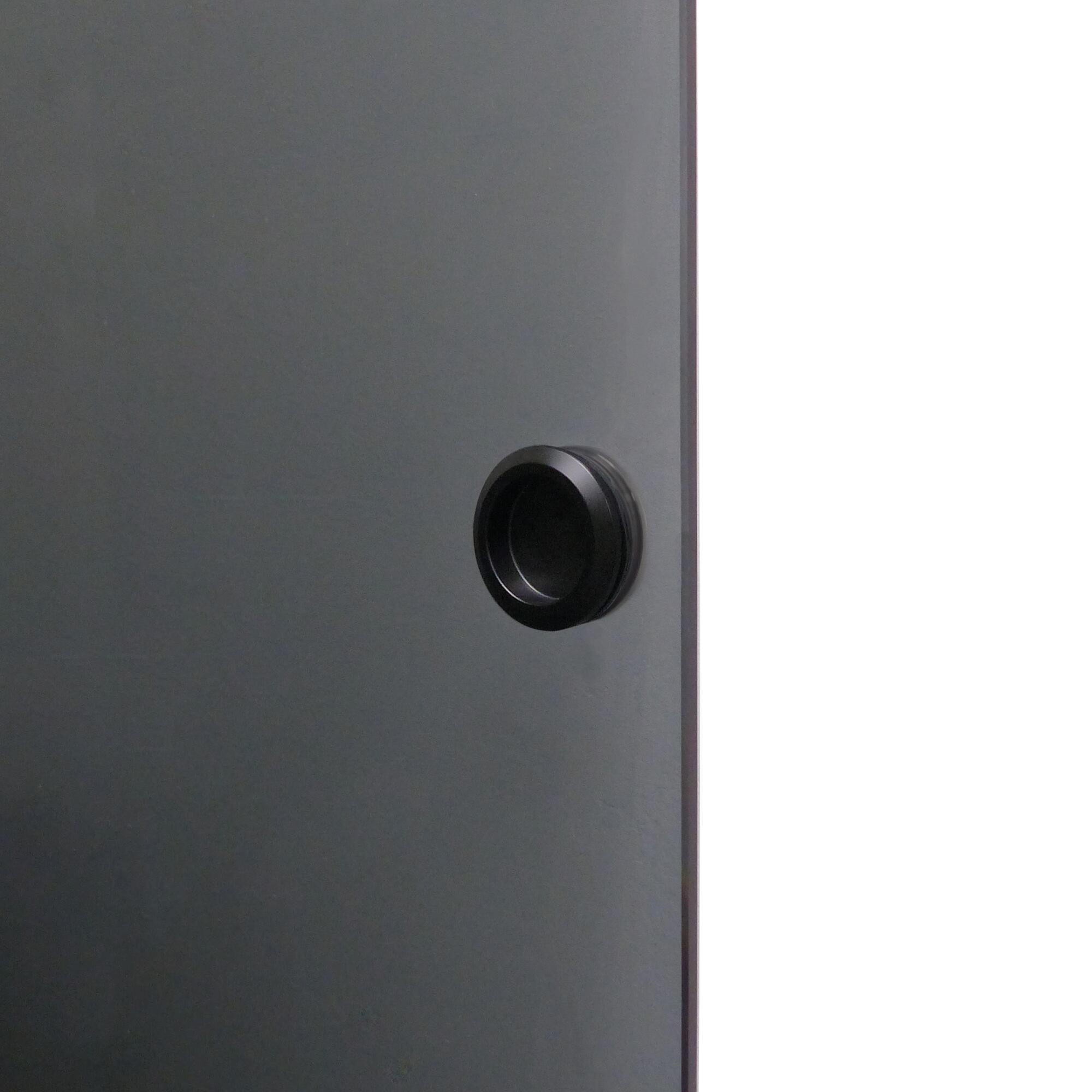 Kit poignée cuvette ronde noir pour porte en verre Ø58mm  - 2
