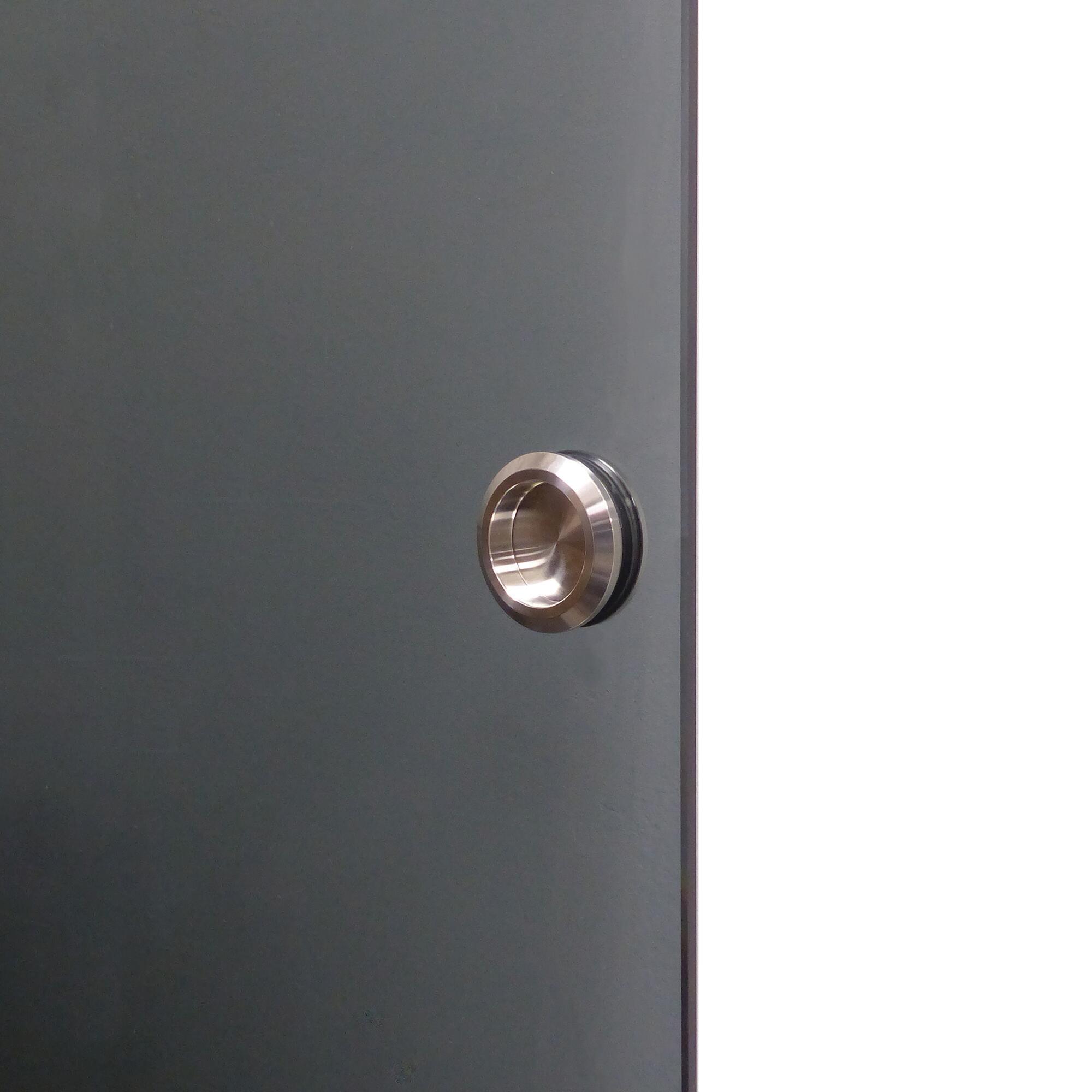 Kit poignée cuvette ronde chromé pour porte en verre Ø58mm  - 2