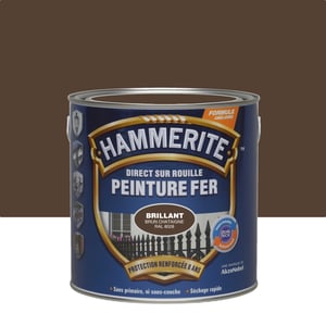 Peinture extérieure fer HAMMERITE brun chataigne brillant RAL 8028 2.5l