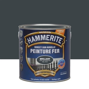 Peinture extérieure fer HAMMERITE gris anthracite brillant RAL 7016 2.5l