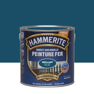 Peinture extérieure fer HAMMERITE bleu nuit brillant RAL 5001 2.5l