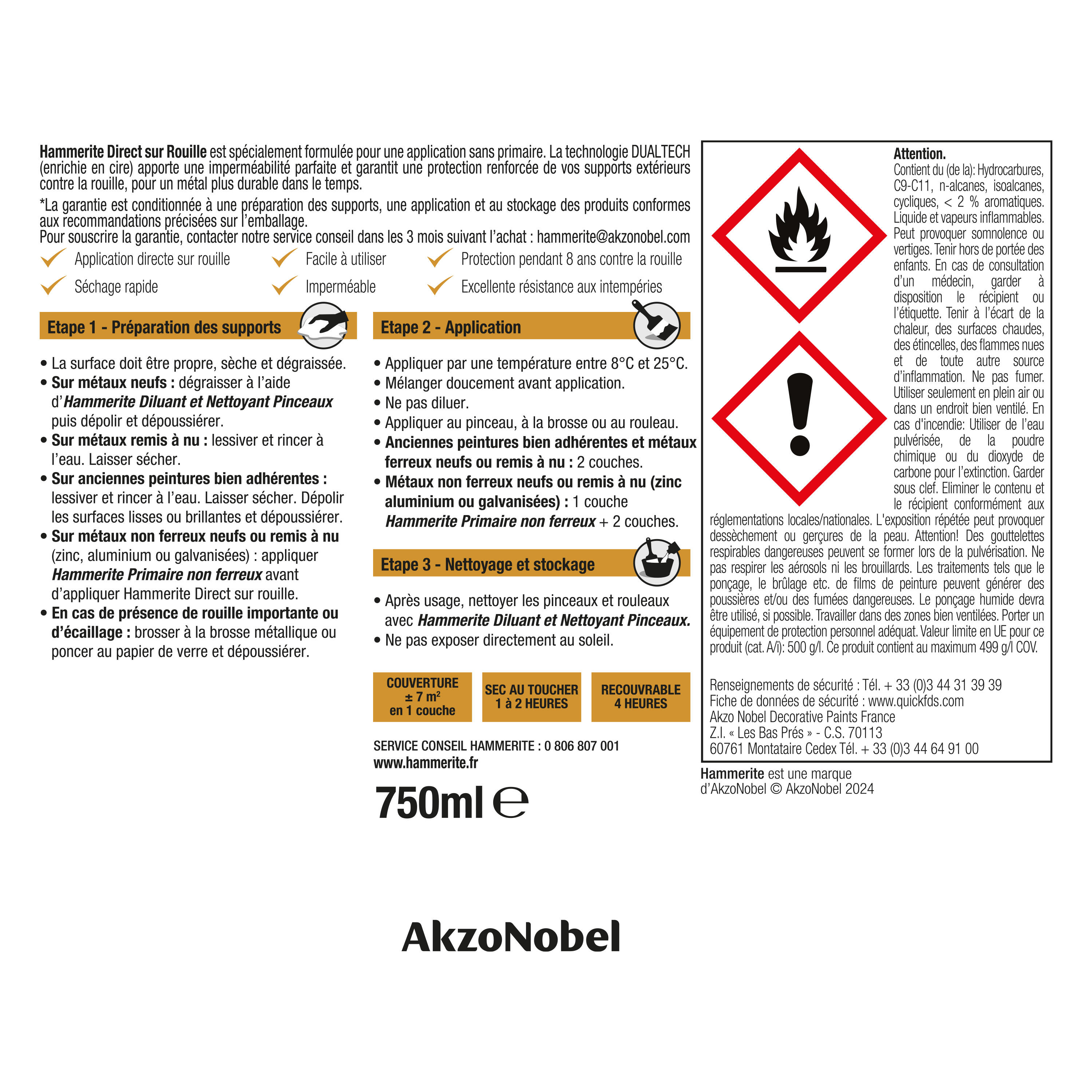 Peinture extérieure fer HAMMERITE vert basque brillant RAL 6005 0.75l - 4