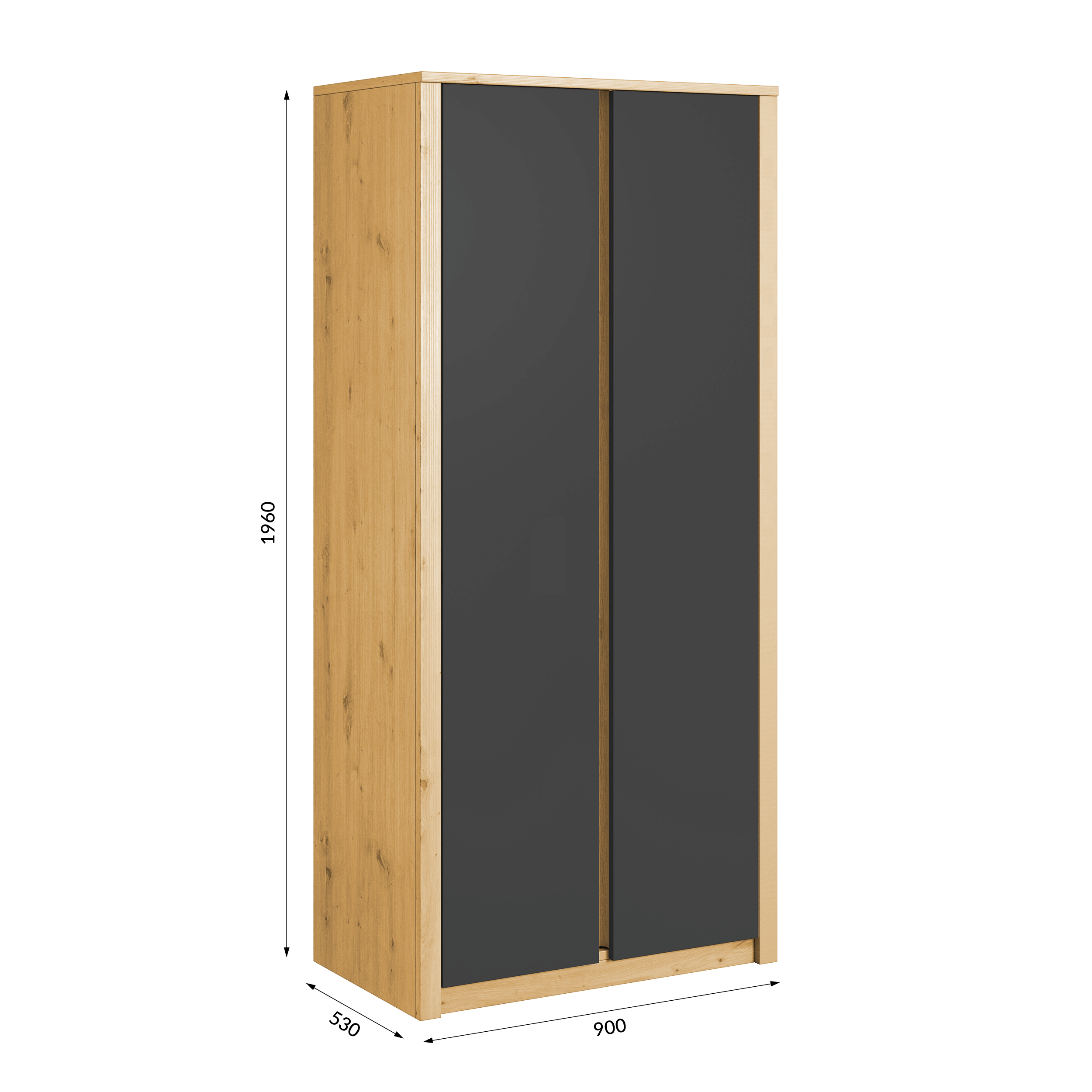 Szafa ubraniowa z drzwiami Vinto dąb artisan/szary - 4