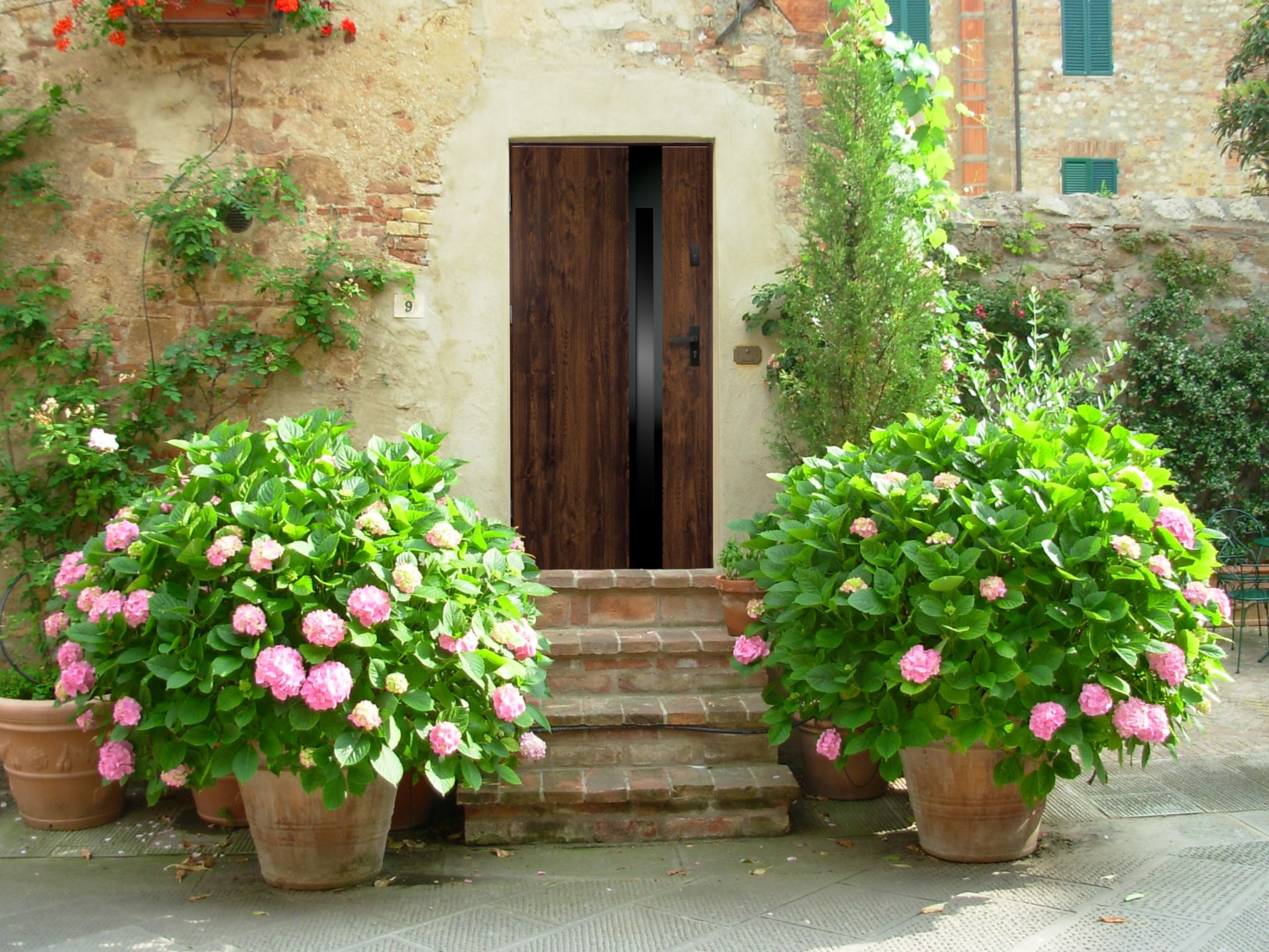 Drzwi zewnętrzne stalowe wejściowe Buena Shadow 68 orzechowe 80 lewe Isoxa - 2