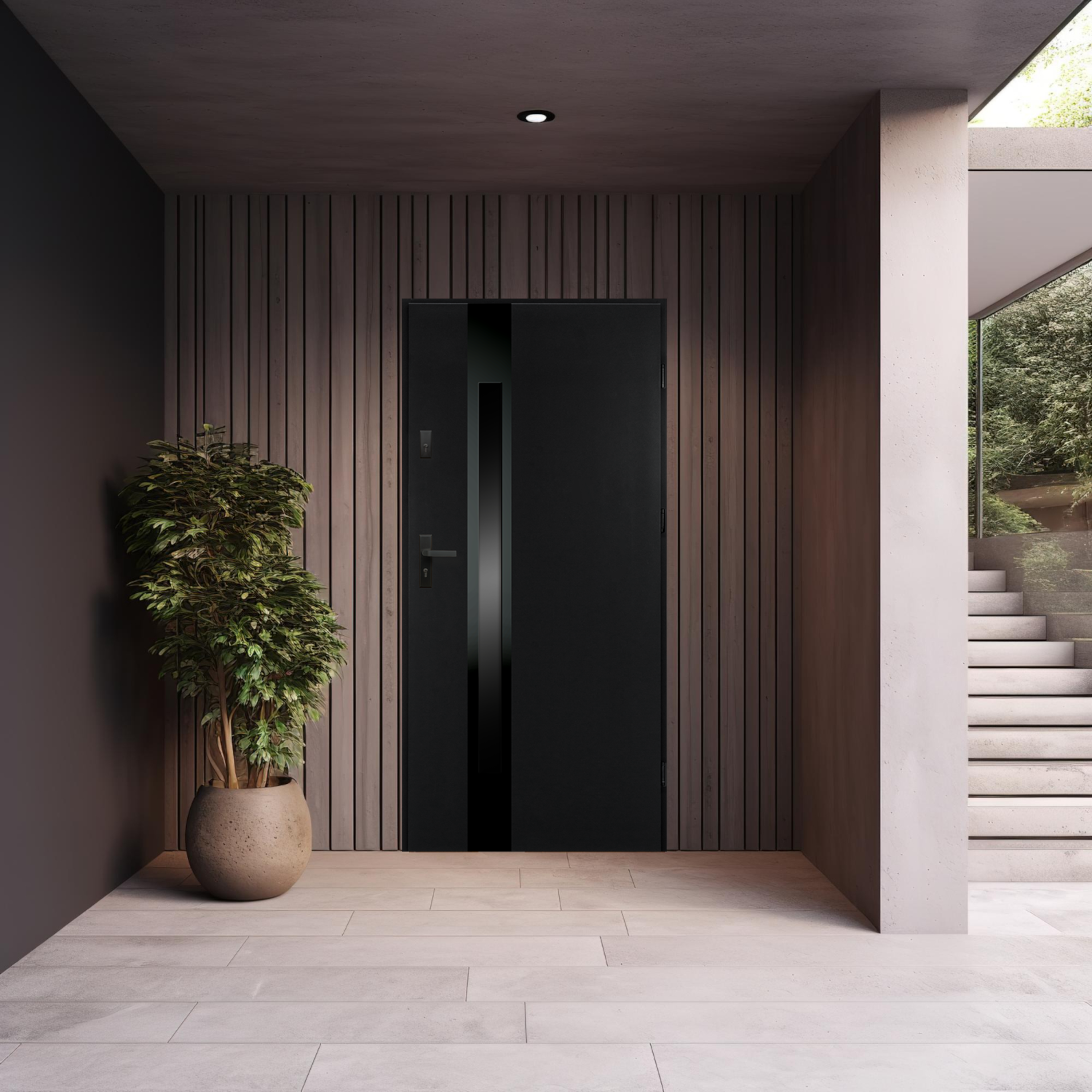 Drzwi zewnętrzne stalowe wejściowe Buena Shadow 68 czarne antracytowe 80 lewe Isoxa - 2