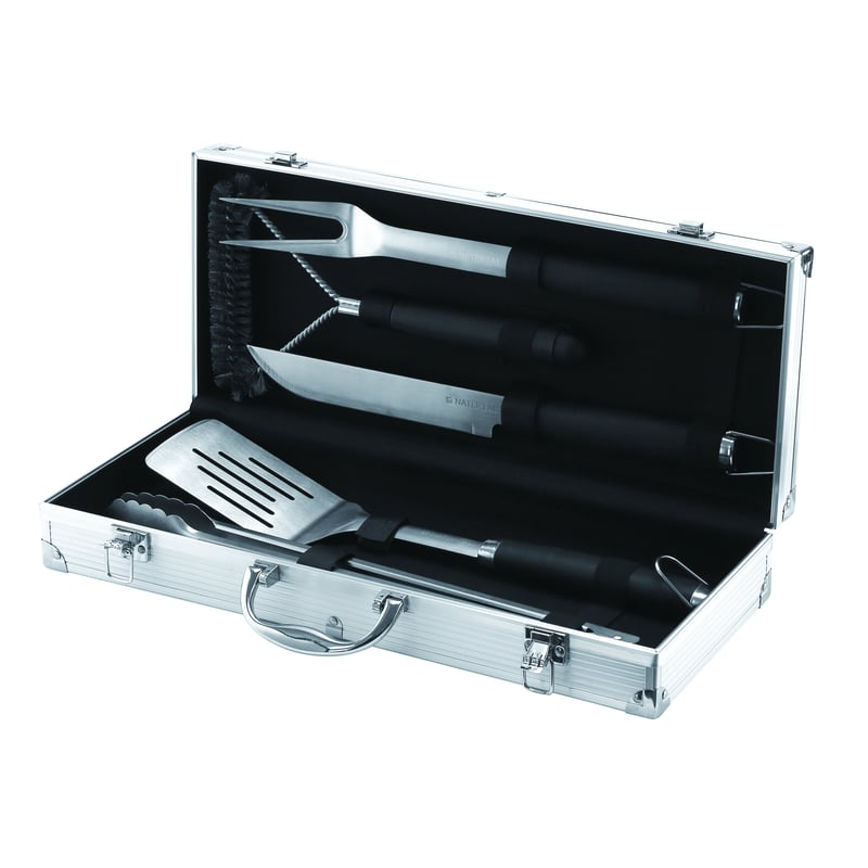 Zestaw 5 akcesoriów do grillowania szczypce, szpatułkę, pędzel, widelec i nóż NATERIAL