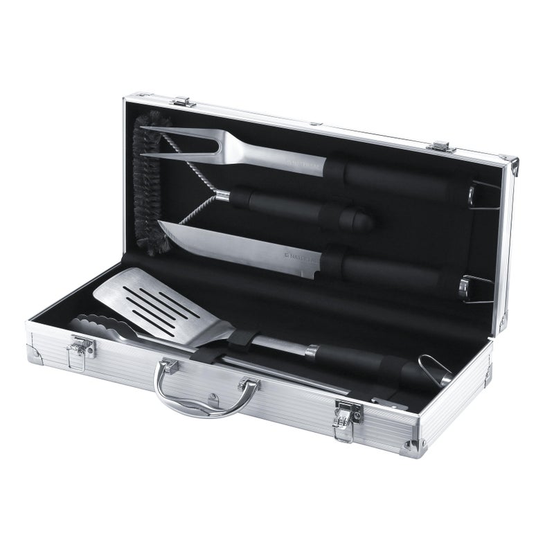 Zestaw 5 akcesoriów do grillowania szczypce, szpatułkę, pędzel, widelec i nóż NATERIAL
