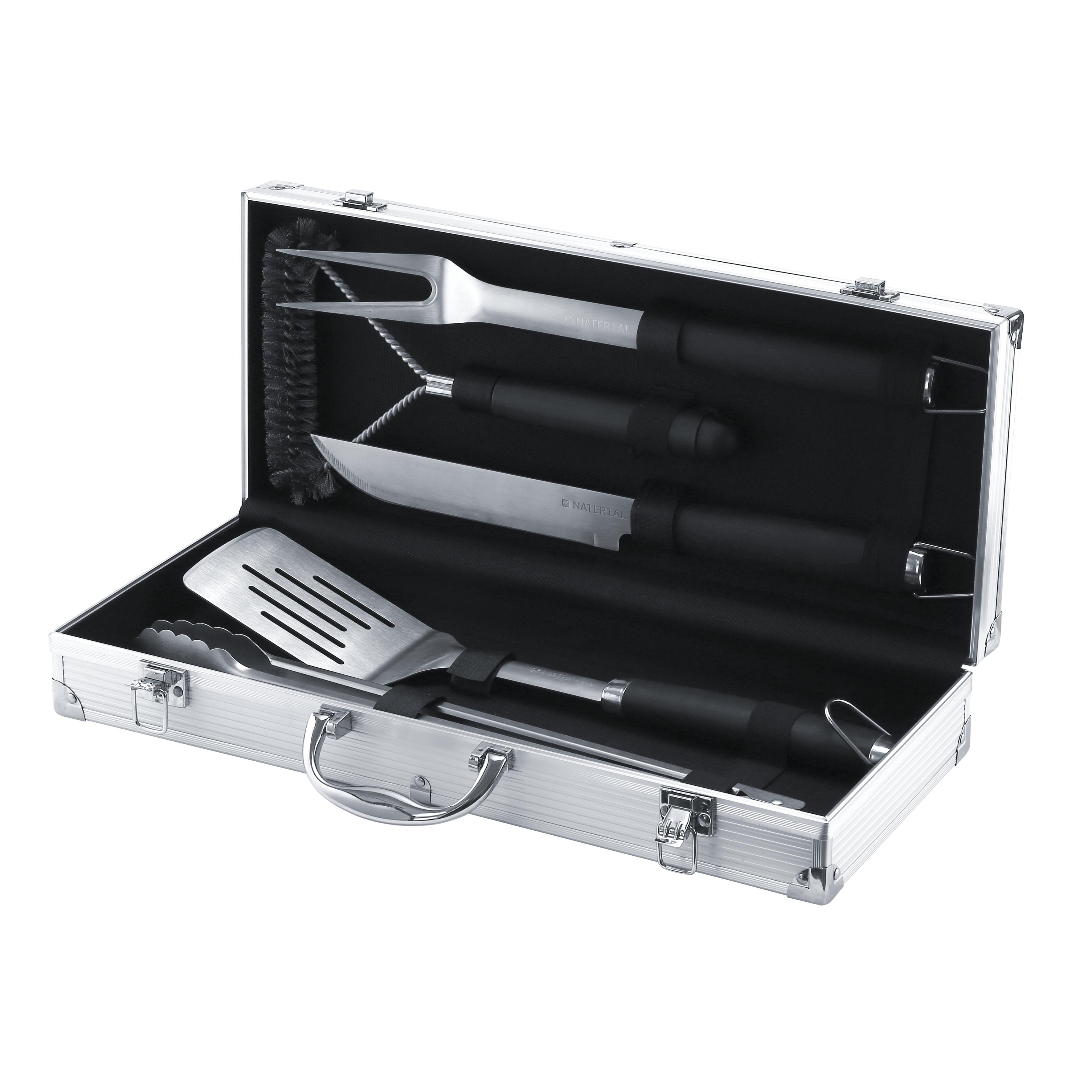 Set di accessori per cibo per barbecue in inox grezzo NATERIAL L 21 x L 46.4 x H 9.6 cm, 5 pezzi - 14