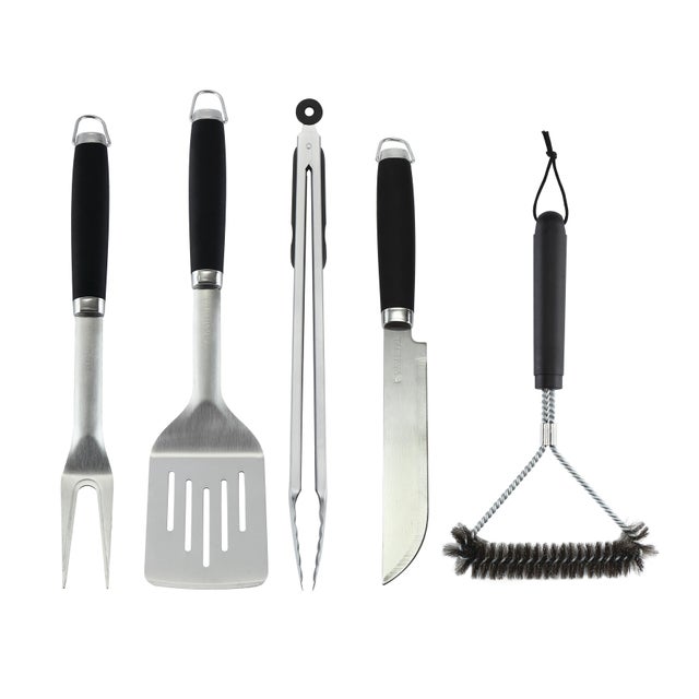 Set di accessori per cibo per barbecue in inox grezzo NATERIAL L 21 x L 46.4 x H 9.6 cm, 5 pezzi