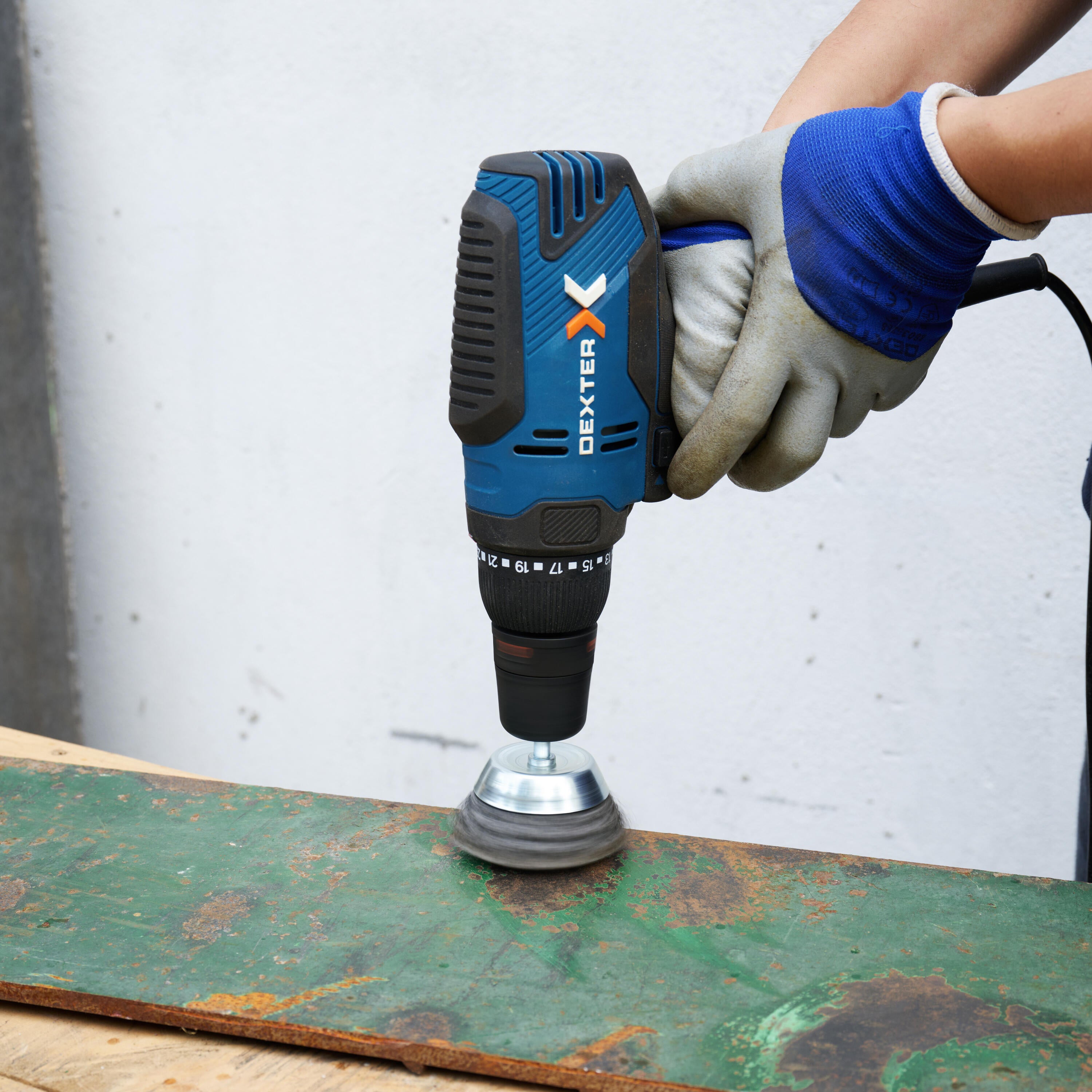 Escova copo com fios de aço para berbequim com encaixe hexagonal D75 mm Dexter - 4