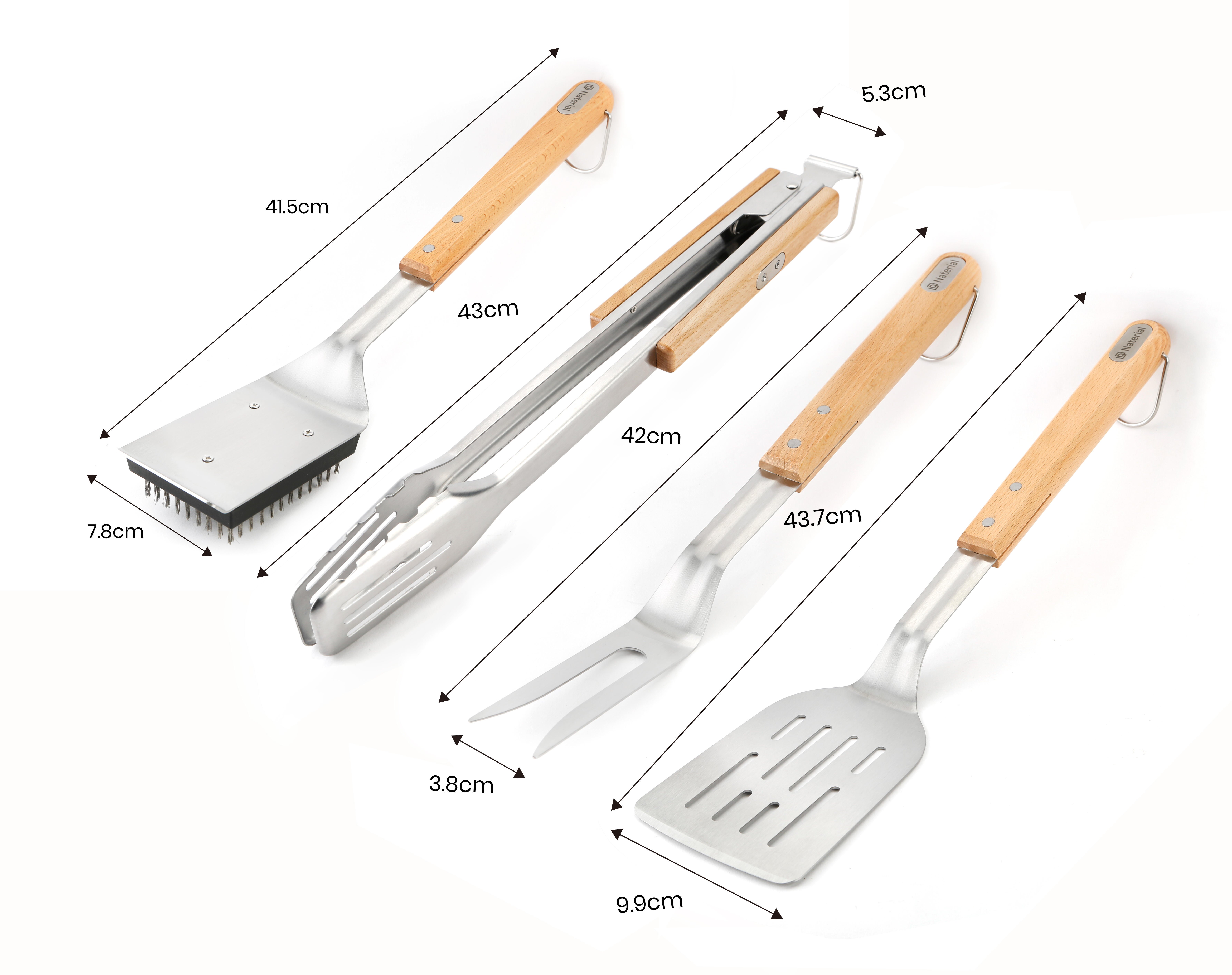 Conjunto de 4 utensílios de barbecue magnéticos em aço inoxidável Naterial - 6