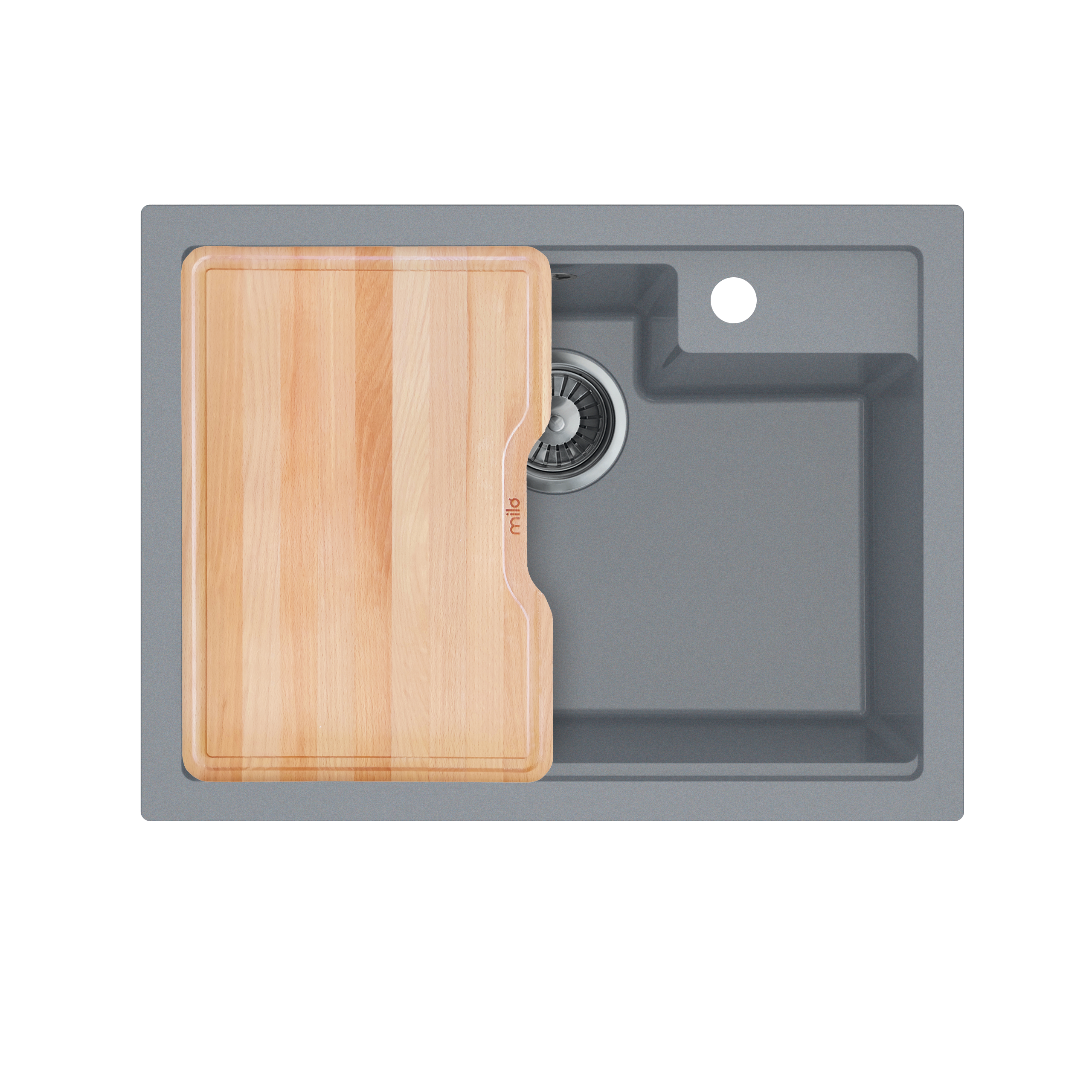 Zlewozmywak granitowy Mela 59,5 cm szary MILÓ - Leroy Merlin