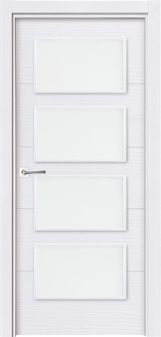 Puerta de interior abatible con cristal maciza melamina Line Lucerna Nordic blanco apertura derecha cerco de 7x3 anchura 72.5cm