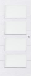 Puerta de interior corredera con cristal maciza melamina Line Lucerna Nordic blanco con uñero anchura 72,5cm