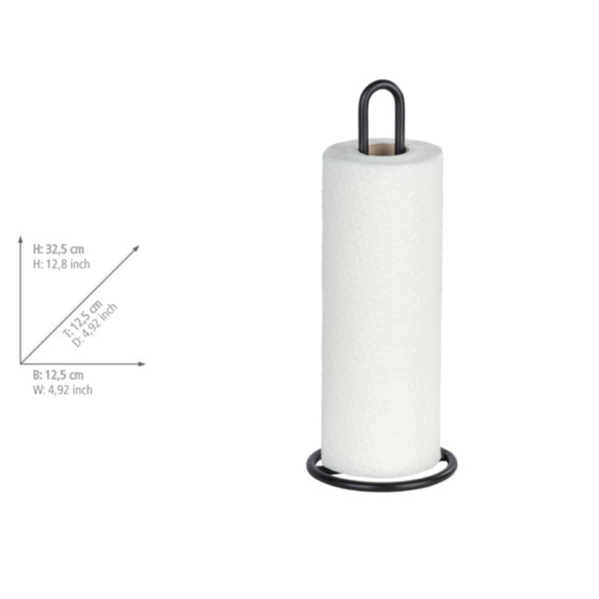 Portarrollo de cocina de acero negro 12.5x32.5x12.5cm wenko