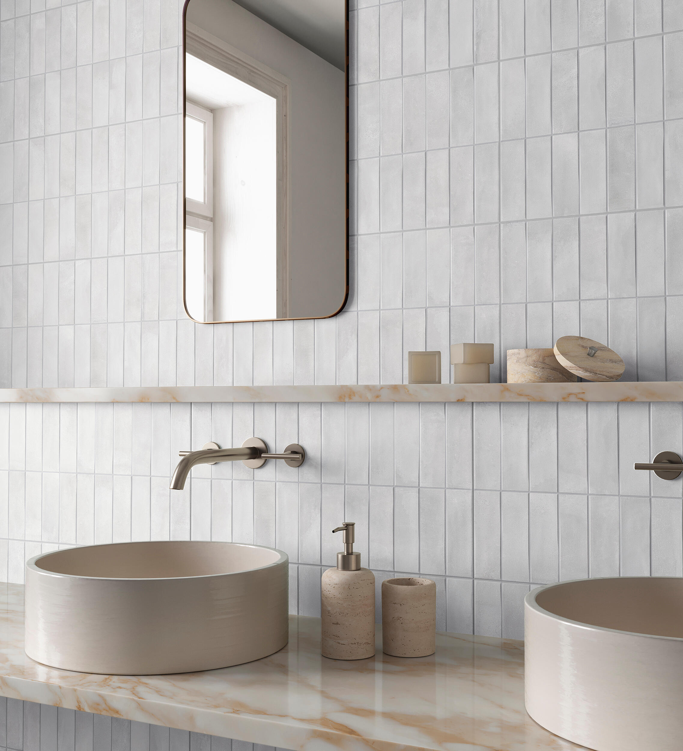 Azulejo porcelánico deco biscuit efecto zellige gris 32x62.5 cm c1